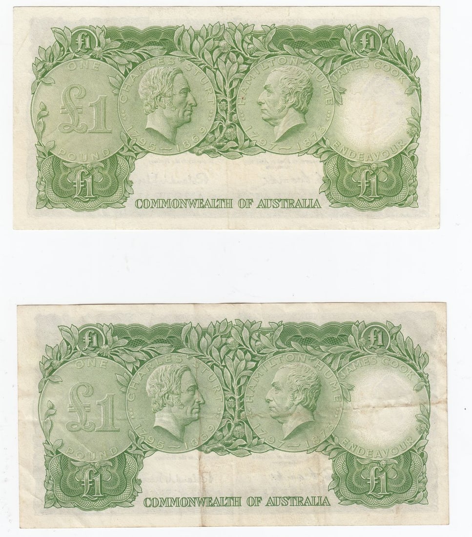 Australia 'Coombs - Wilson' £1 (1953) good Very Fine (2 notes) - 2