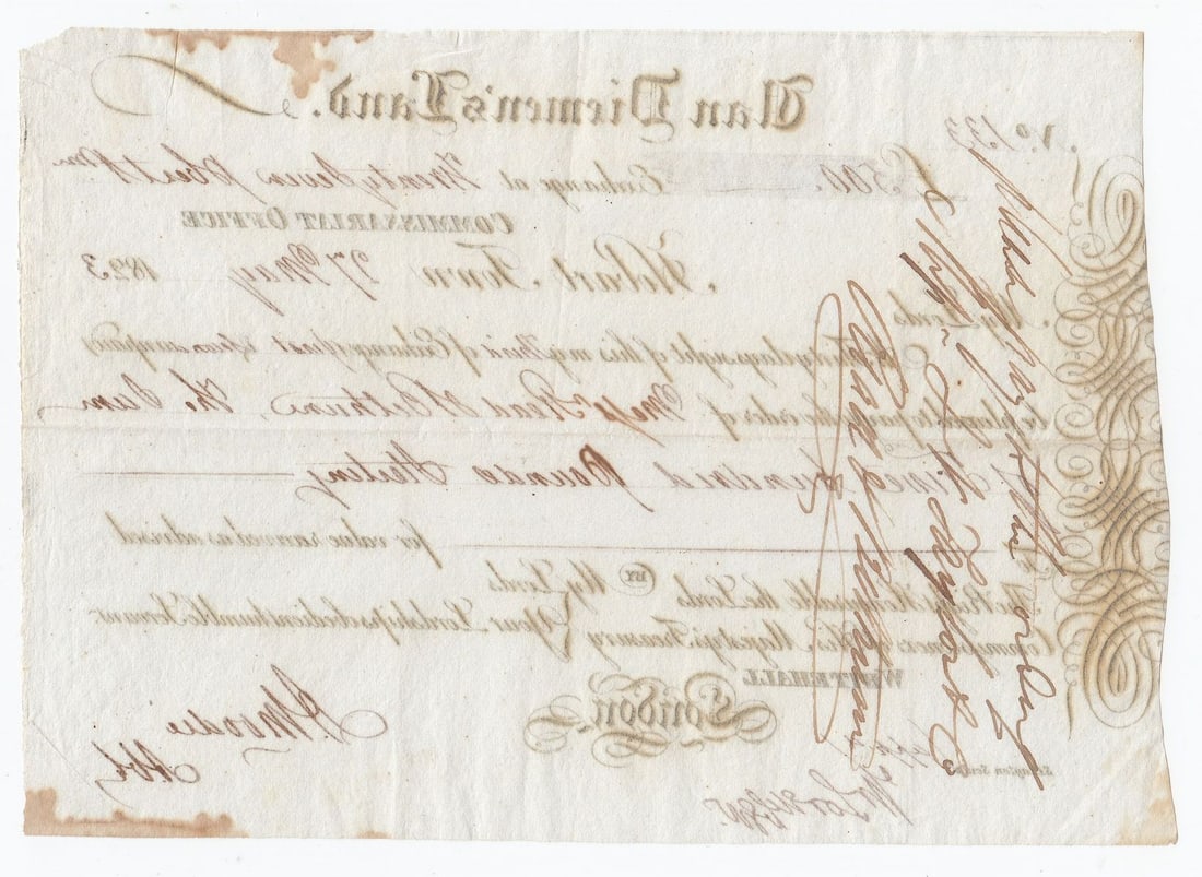 Hobart Town, Van Diemen's Land 1823 Third of Exchange Commissariat Note £500, Read & Bethune Ne - 2