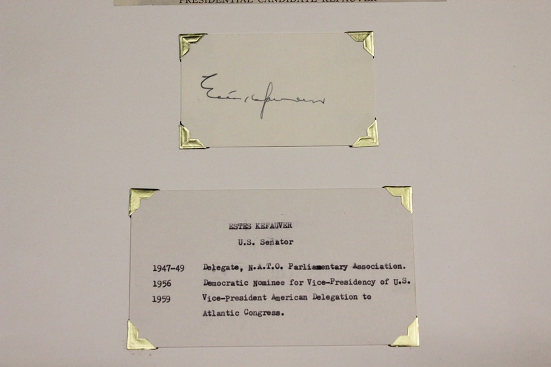 Estes Kefauver (U.S.A.) signature on card - 2