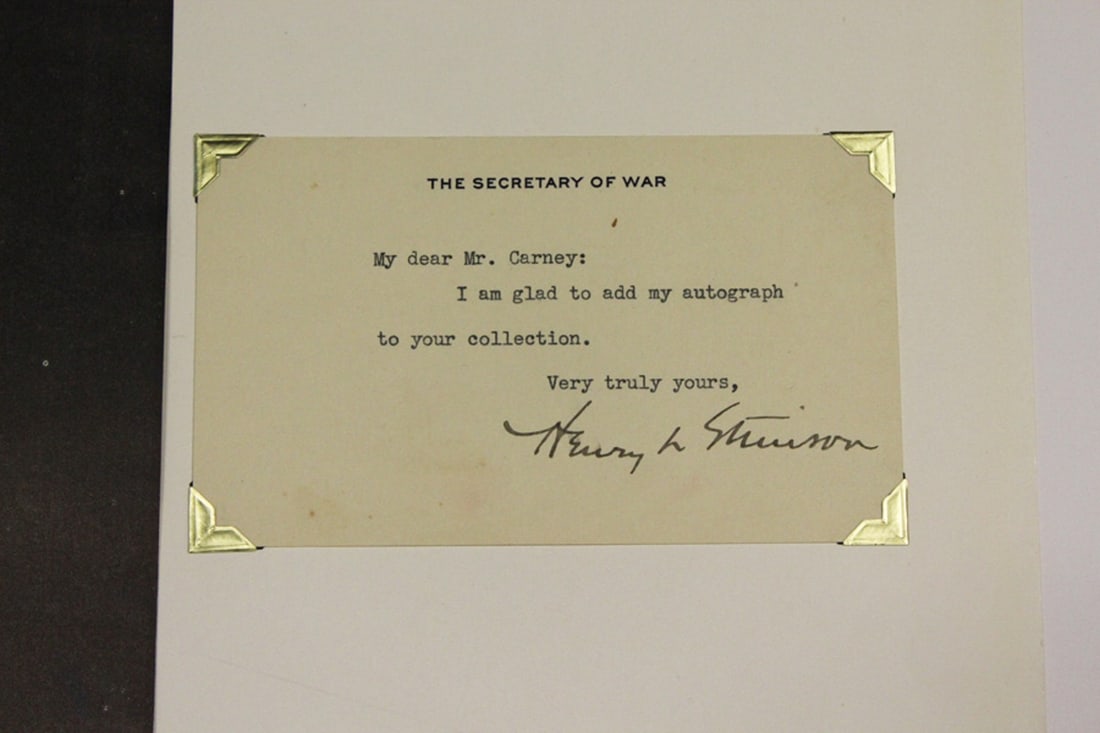Henry L Stimson (U.S.A.) WWII signature on the Official "Secretary of War" Card - 3