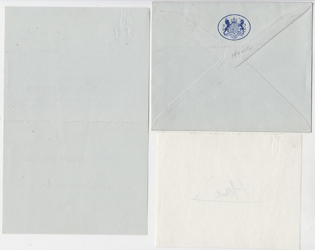 Alec Douglas - Home (Great Britain) signed "Home" on paper while Foreign Secretary. - 2