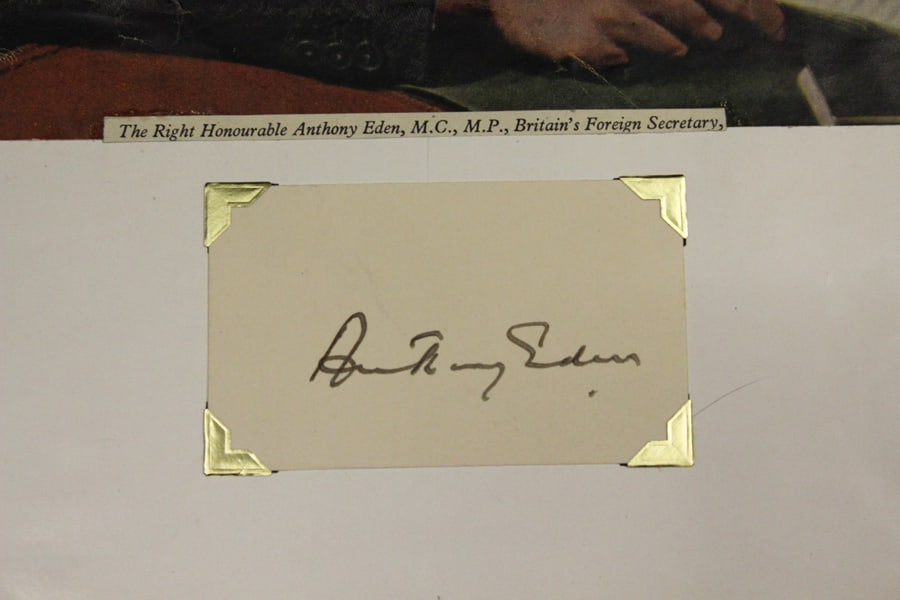 (Sir) Anthony Eden (Great Britain) WWII signatures on Studio Photograph and on card (2 items) - 2