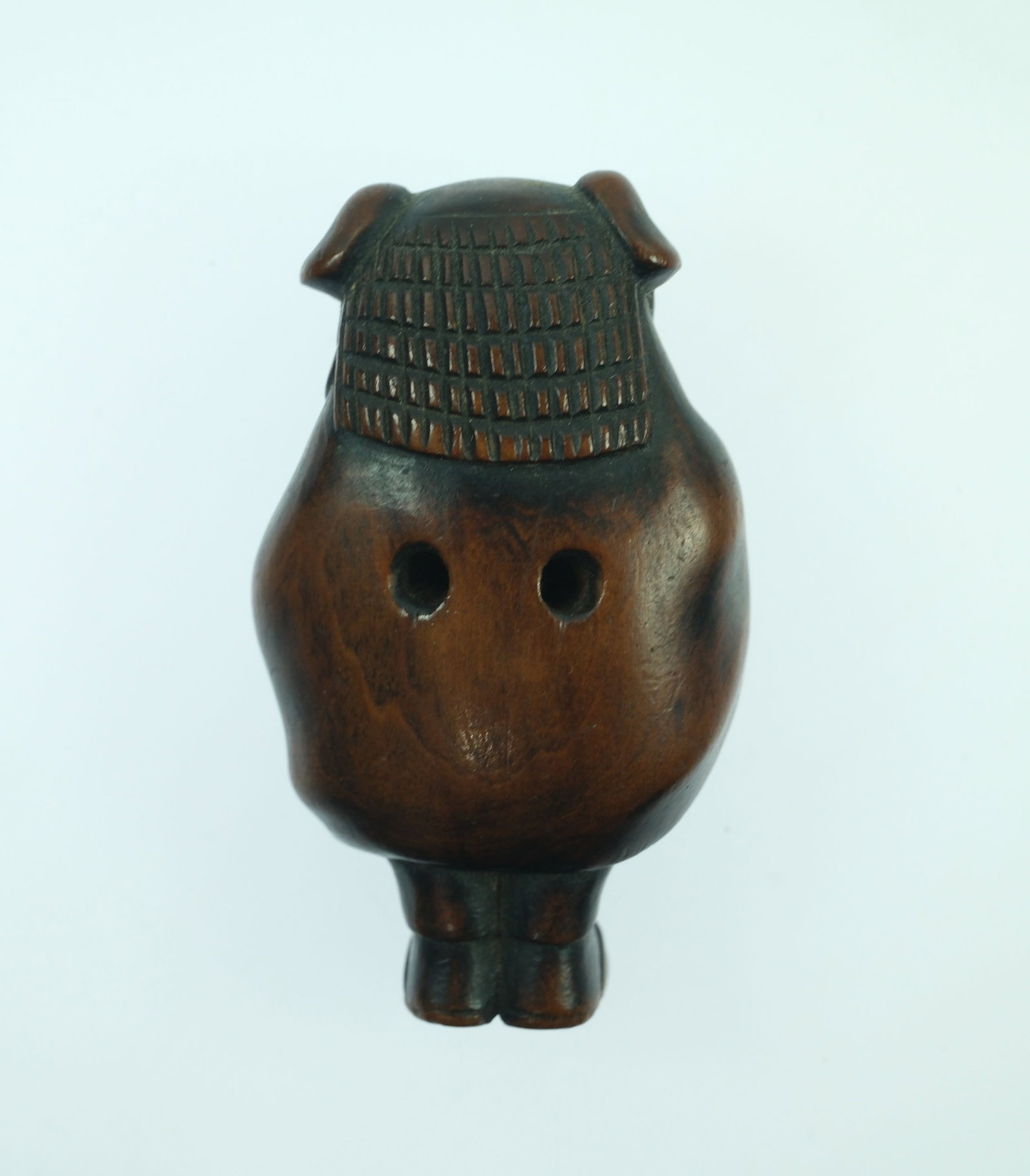 Vintage Japanese Wooden Netsuke of a Warrior - 2