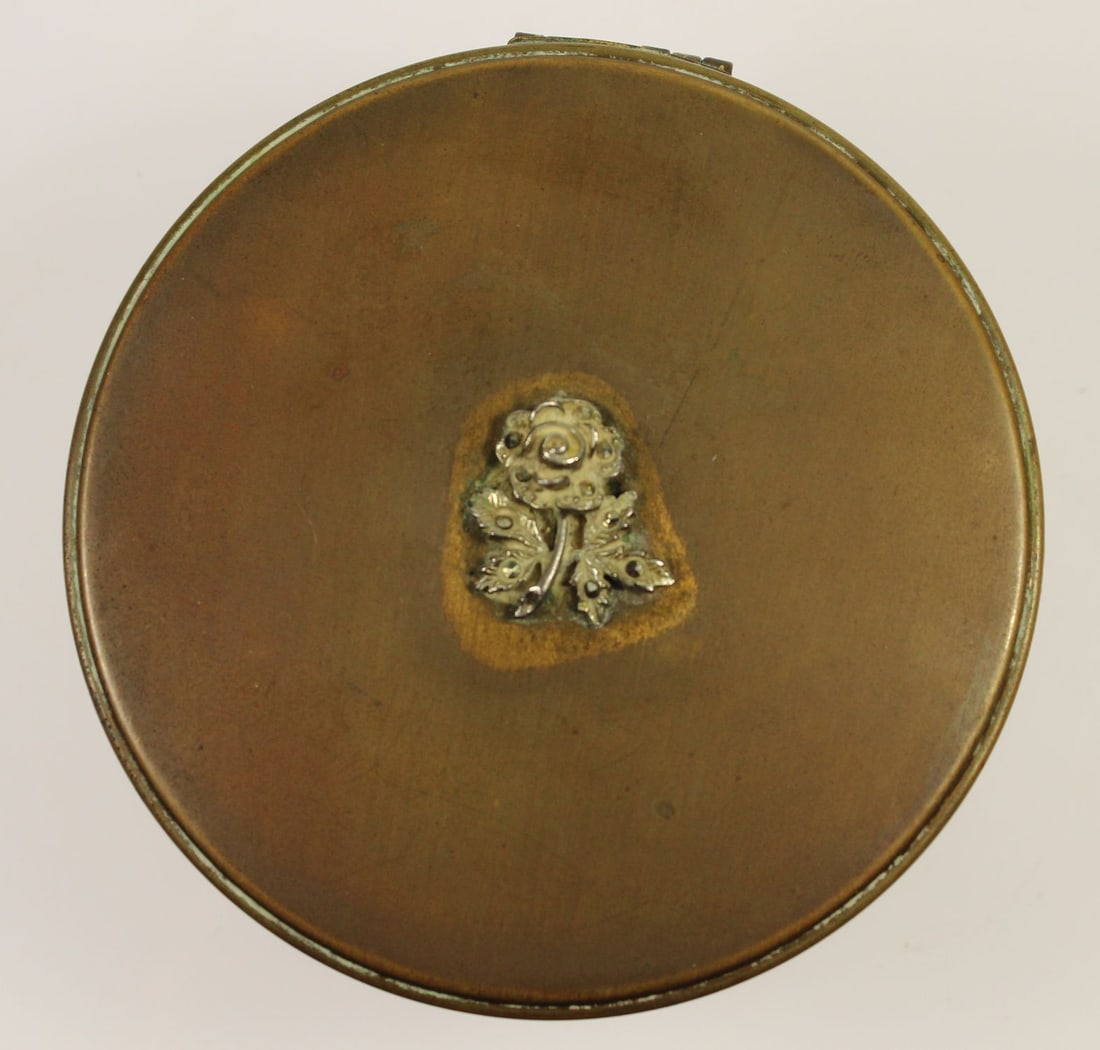 'Margaret Rose' Round Brass lidded Container with Flower motif - 2