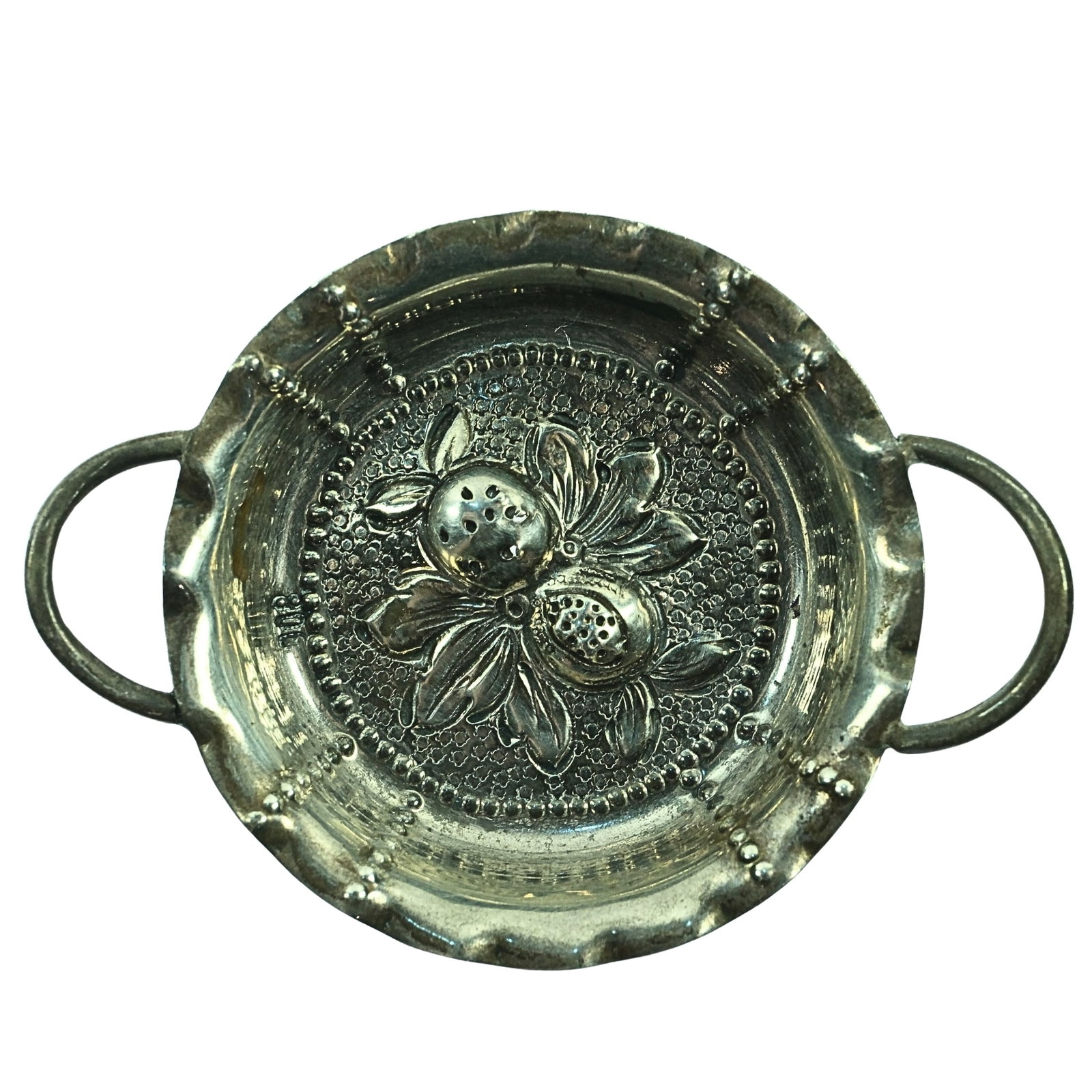 Antique Two-handled Wine Tester in European (800) Silver: Impressed design Size Total weight 12.61gms Medium Silver & Vertu