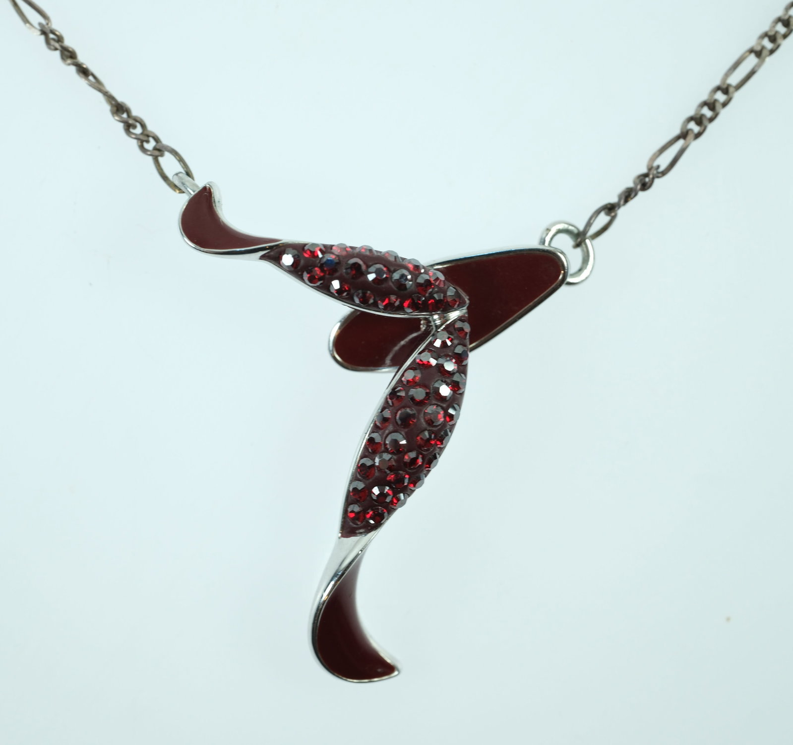 Red Crystal Pendant in Base Metal with Sterling (925) Silver Chain - 2