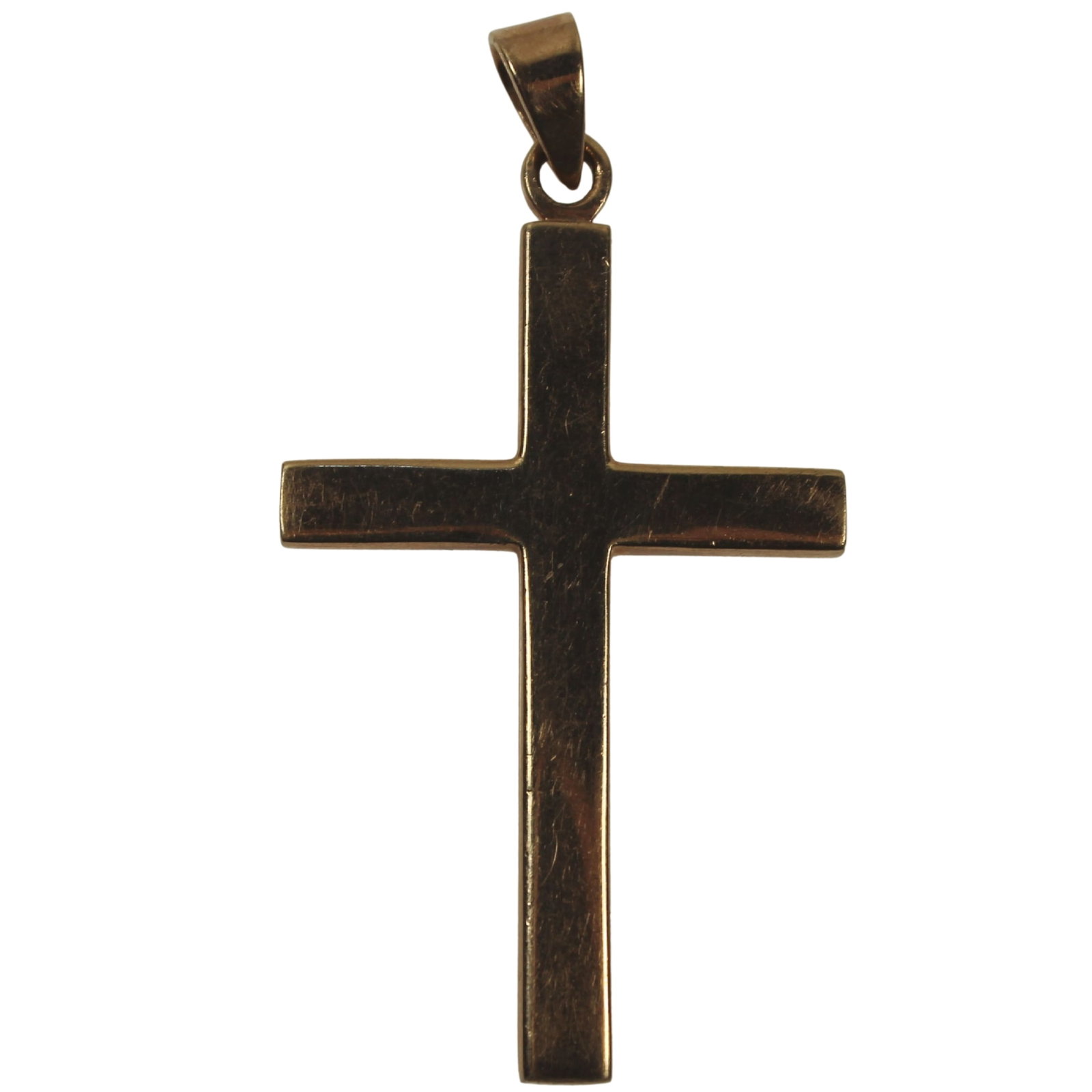 Heavy Gold Cross Stamped 9ct Rose Gold: It has the look and may be stamped 9ct but our XRF Machine tells us it's a solid 6ct (250) Size Weight 12.25grams : AGW 0.10 Troy oz Medium Pendant