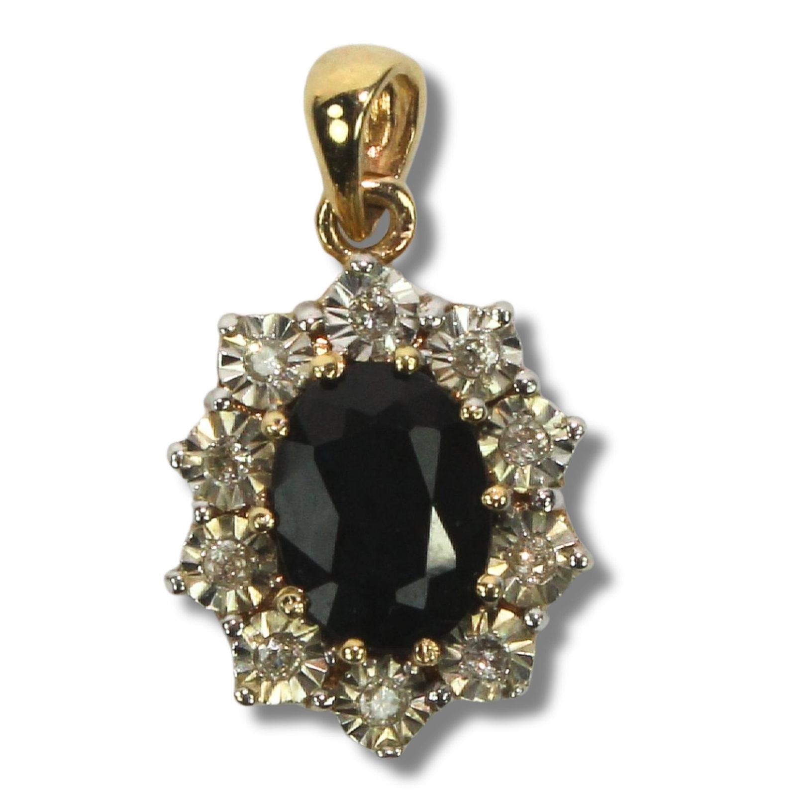 Sapphire & Diamond 9ct Yellow Gold Pendant (1 of 2)