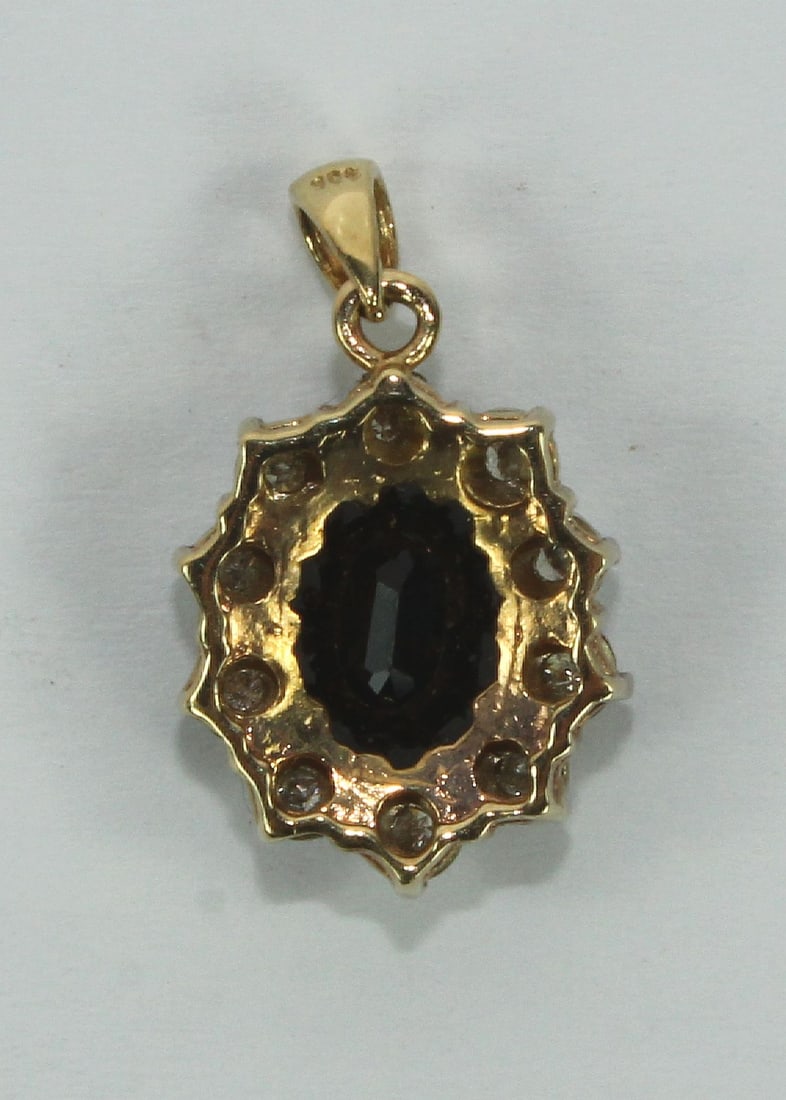 Sapphire & Diamond 9ct Yellow Gold Pendant - 2