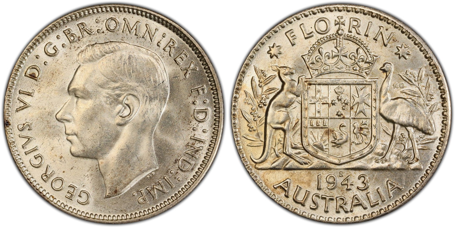 Australia 1943 S Florin, PCGS MS63 - 2