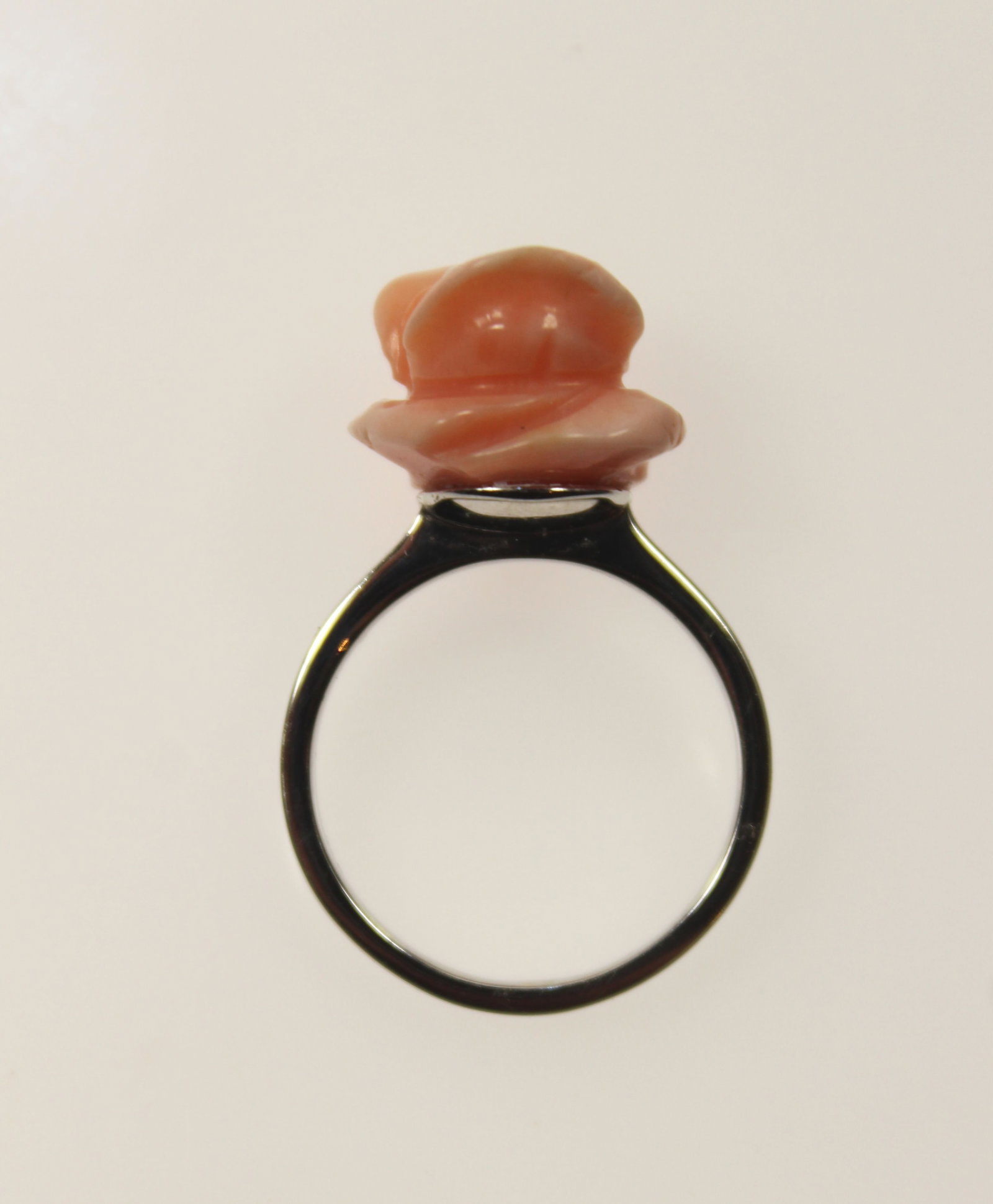 Pink Coral Ring in 9ct White Gold - 3