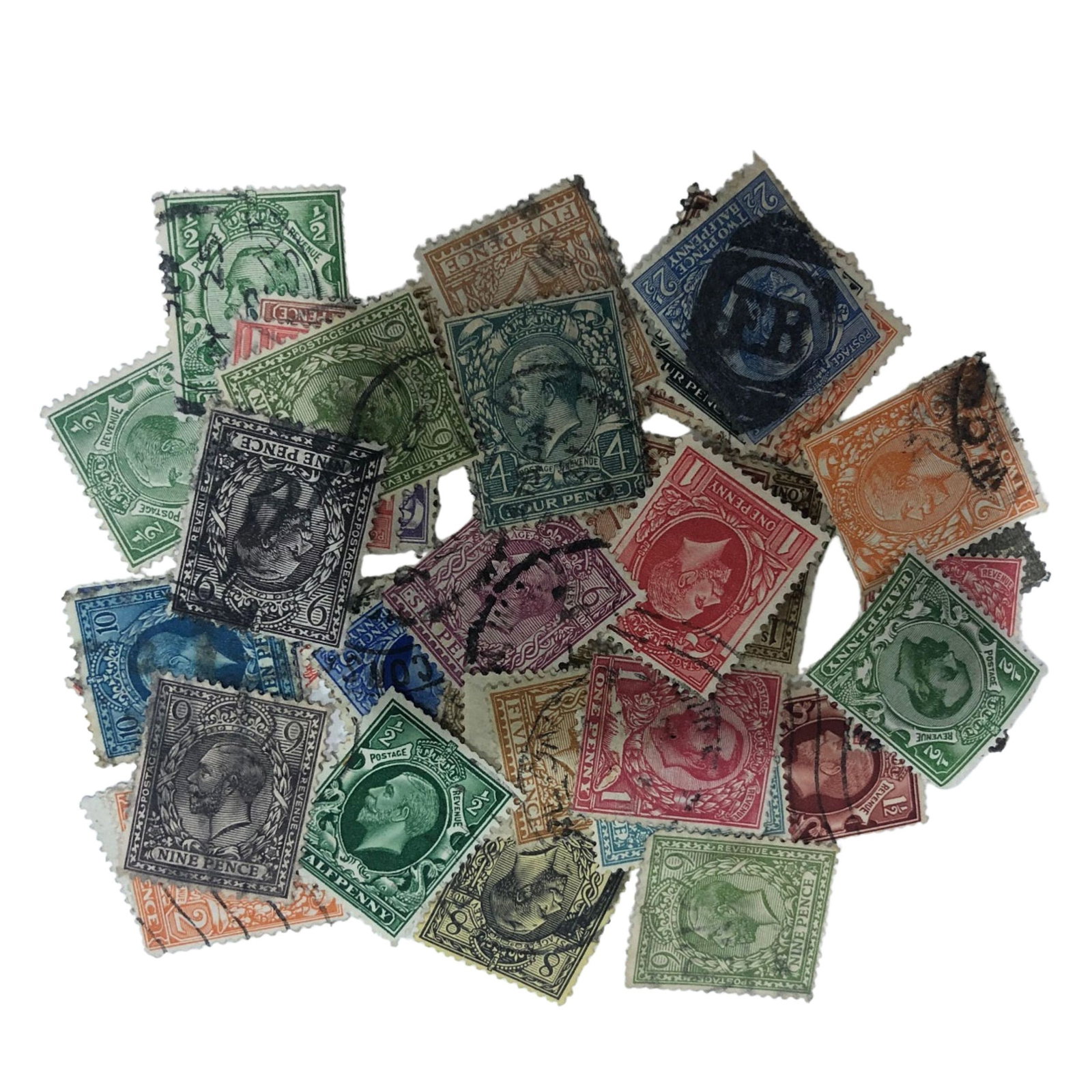 Great Britain George V Stamps in Used Condition, Hinge evident to some (42): Scarce Medium Coins, Monies & Stamps