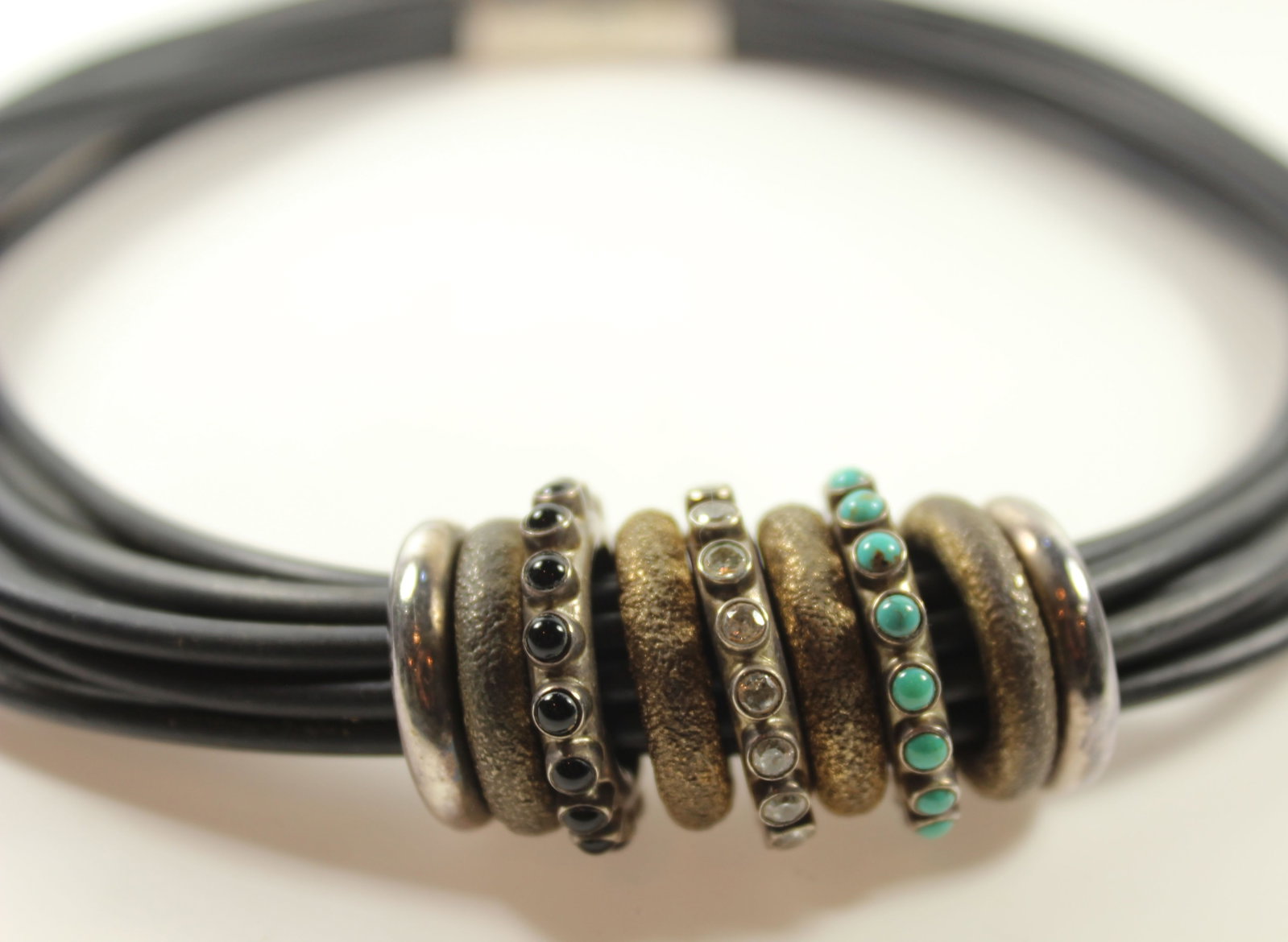 Designer Choker Necklace by 'Yanvan' in Multi-strand Rubber with Sterling (925) Silver Clasp - 2