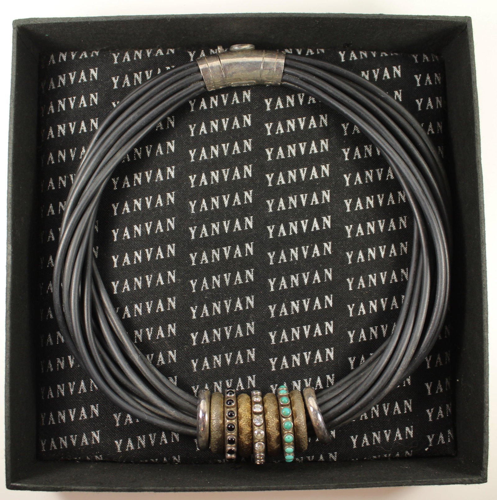 Designer Choker Necklace by 'Yanvan' in Multi-strand Rubber with Sterling (925) Silver Clasp - 3