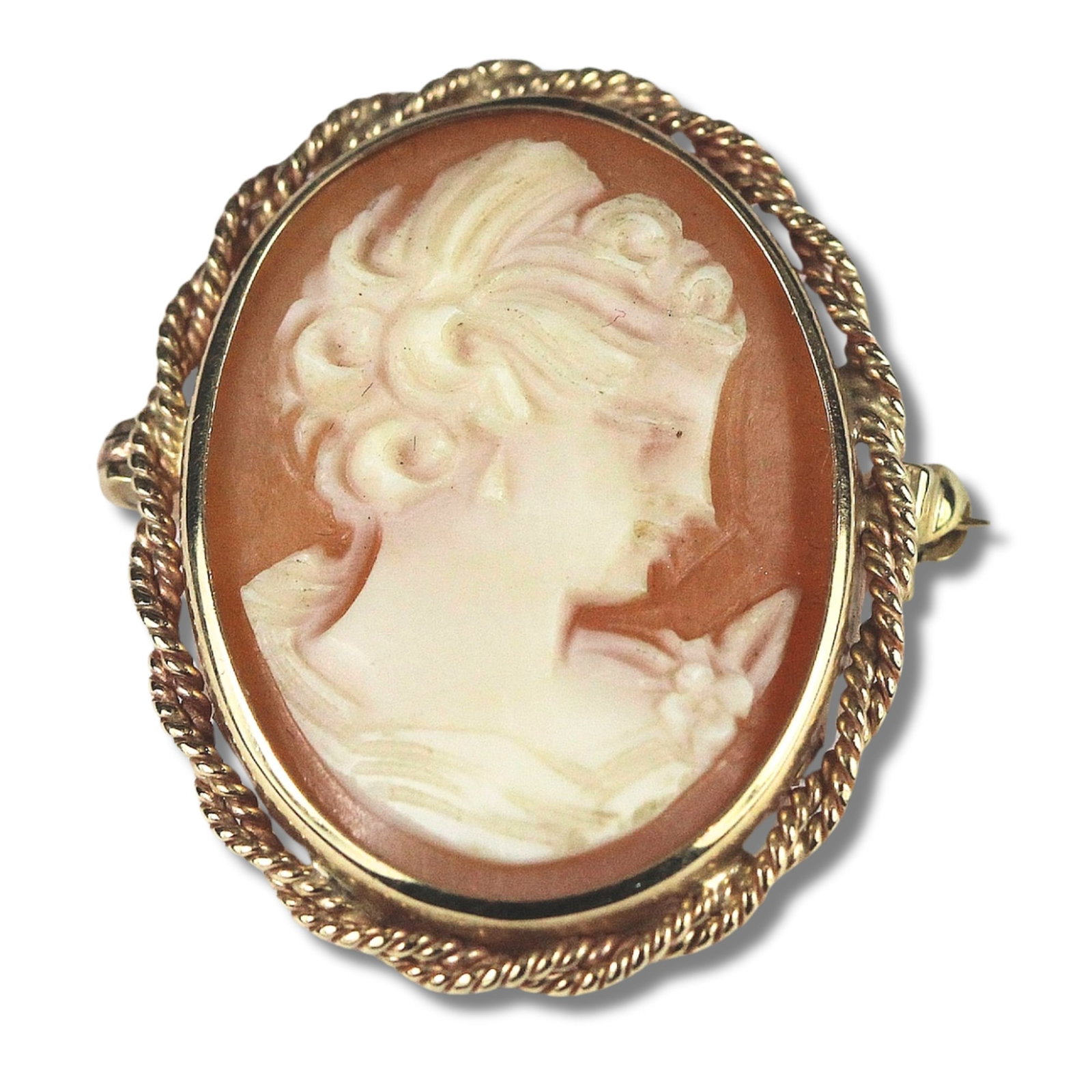 Shell Cameo Brooch in 9ct Surround: Quality carving Size Dimensions 30x25mm, Total weight 4.5gms Medium Jewelry