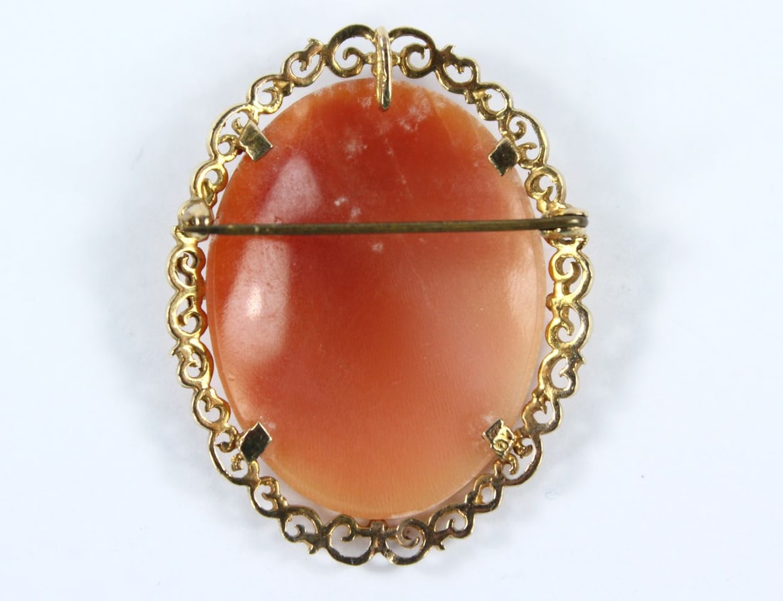 Antique Shell Cameo Brooch in 10ct Gold - 3