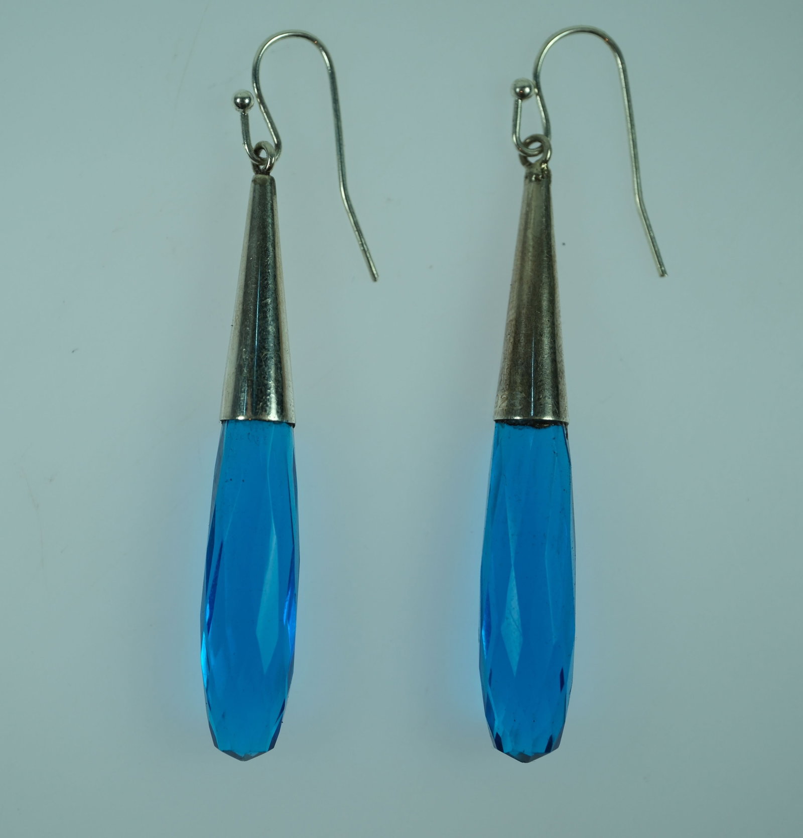 Royal Purple & Blue Faceted Crystal Drop Earrings with Sterling Silver Mounts (2 pairs) - 2