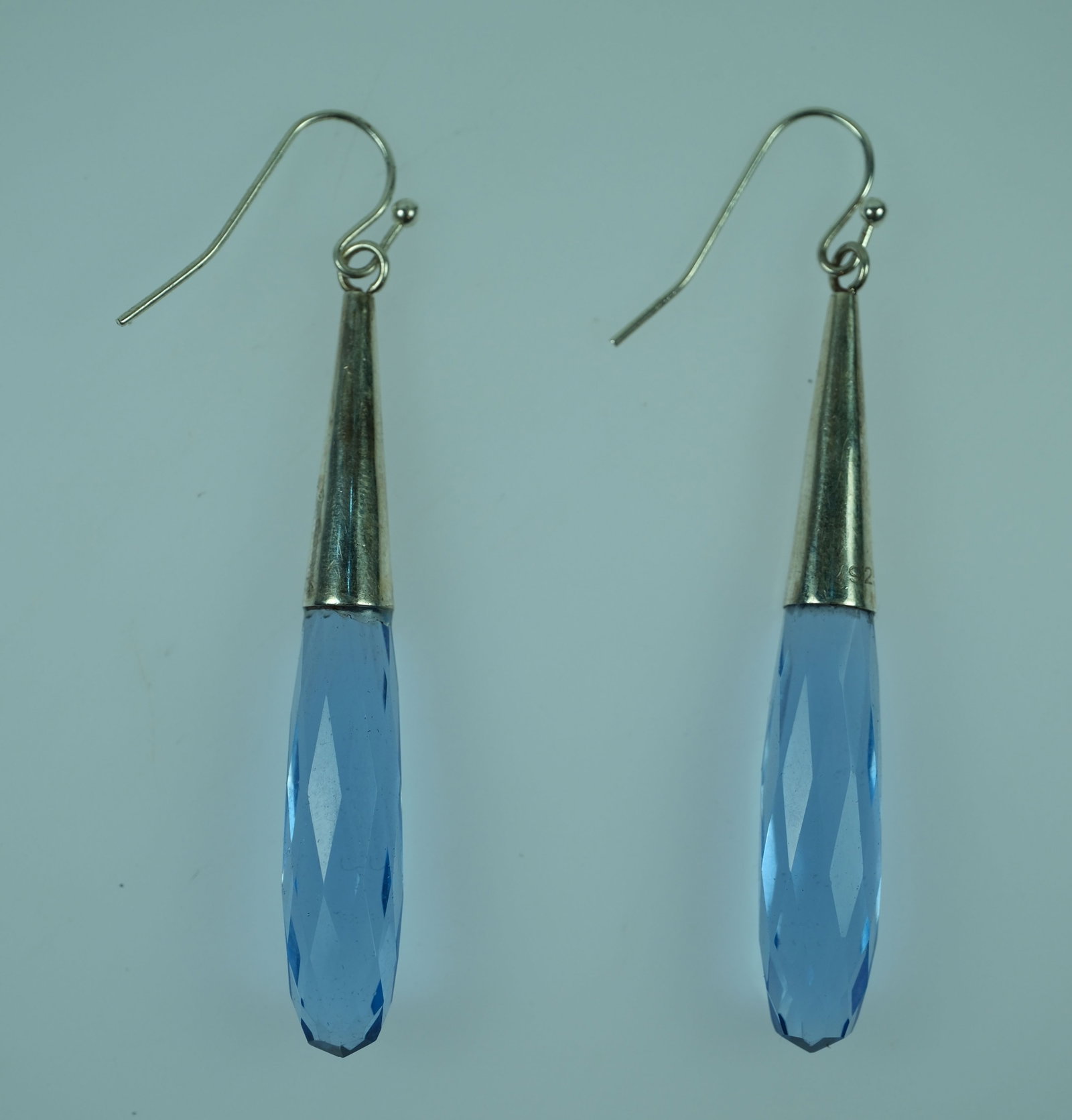Royal Purple & Blue Faceted Crystal Drop Earrings with Sterling Silver Mounts (2 pairs) - 4