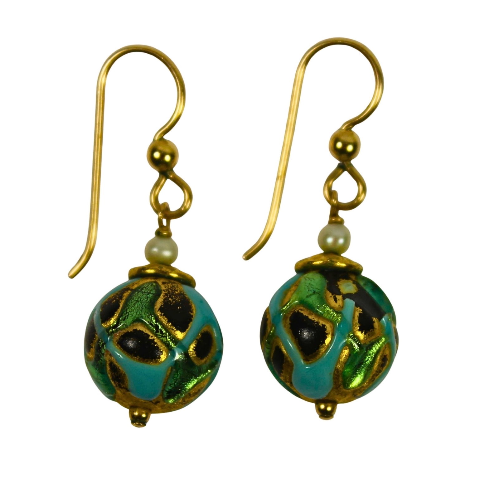 Stylish Enamelled Bauble Earrings in 9ct Yellow Gold (Pair): . Size Combined weight 5.84gms Medium Jewelry Exhibited Gold