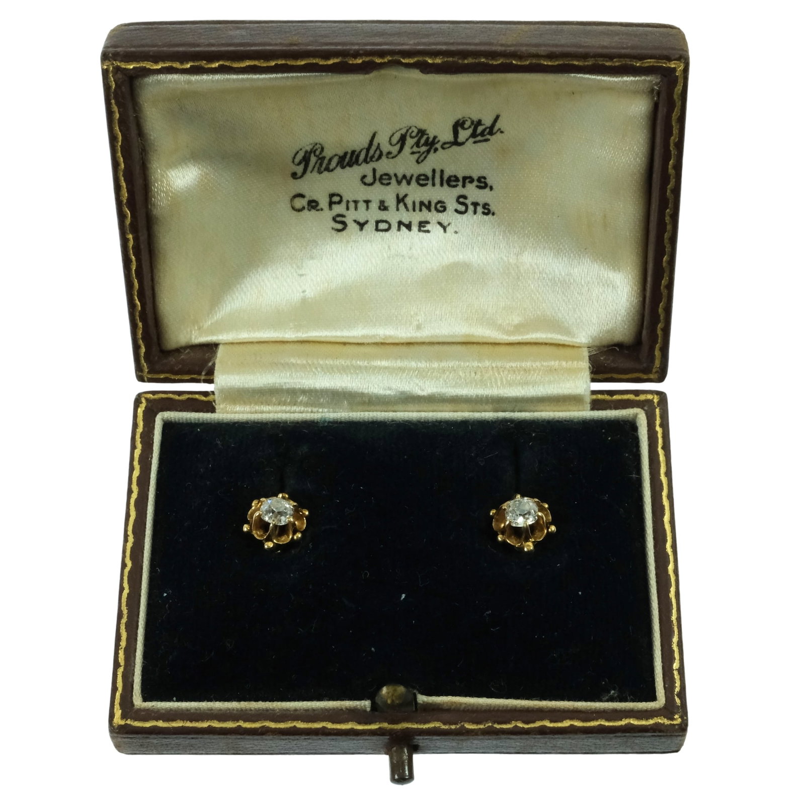 Vintage Diamond Solitaire Screw-back Earrings in 14ct Yellow Gold (Pair): Original Vintage Prouds Box Size Total weight 2.43gms Medium Jewelry