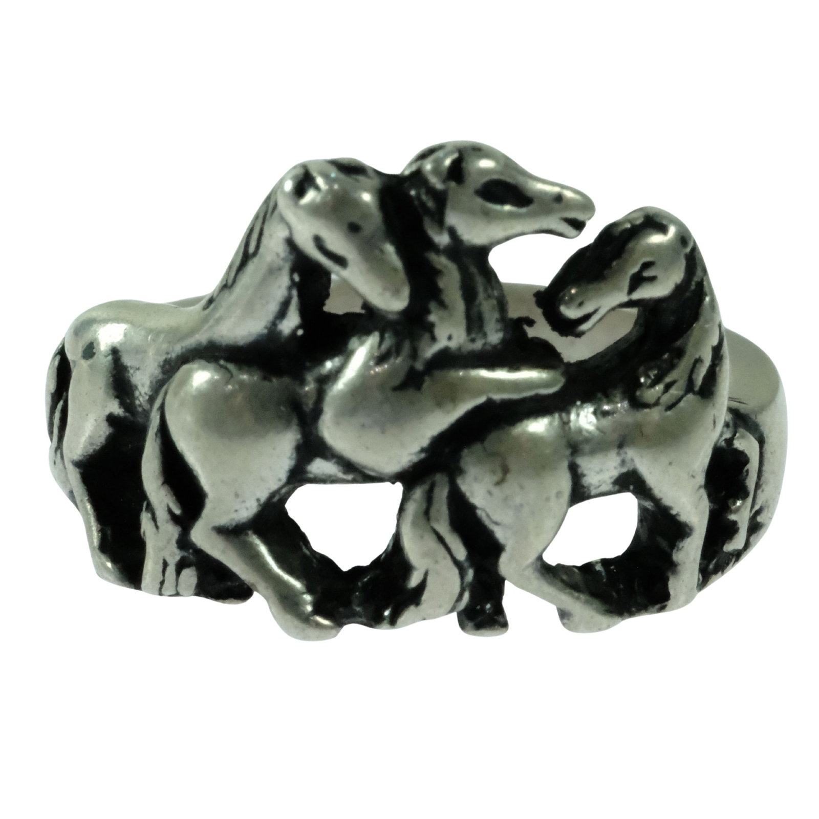 Galloping Horses Ring in Sterling (925) Silver: . Size Size N Medium Jewelry