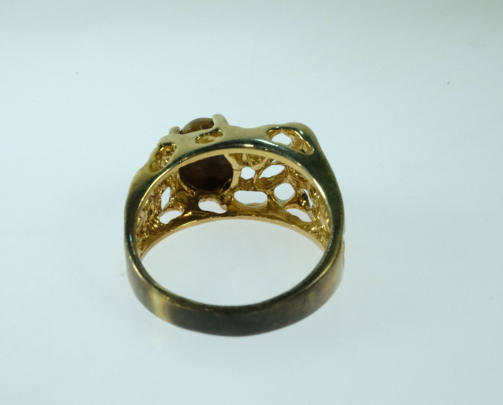 Tiger's Eye Ring in Gilt Sterling (925) Silver - 3
