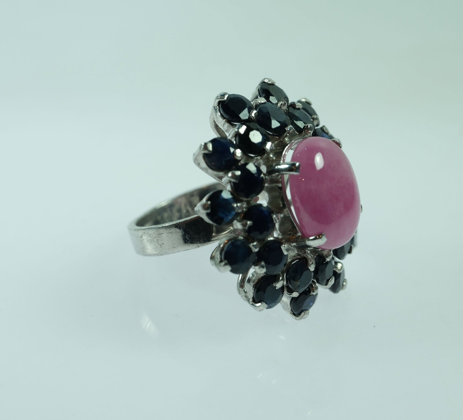 Ruby & Sapphire Ring in Sterling (925) Silver - 2