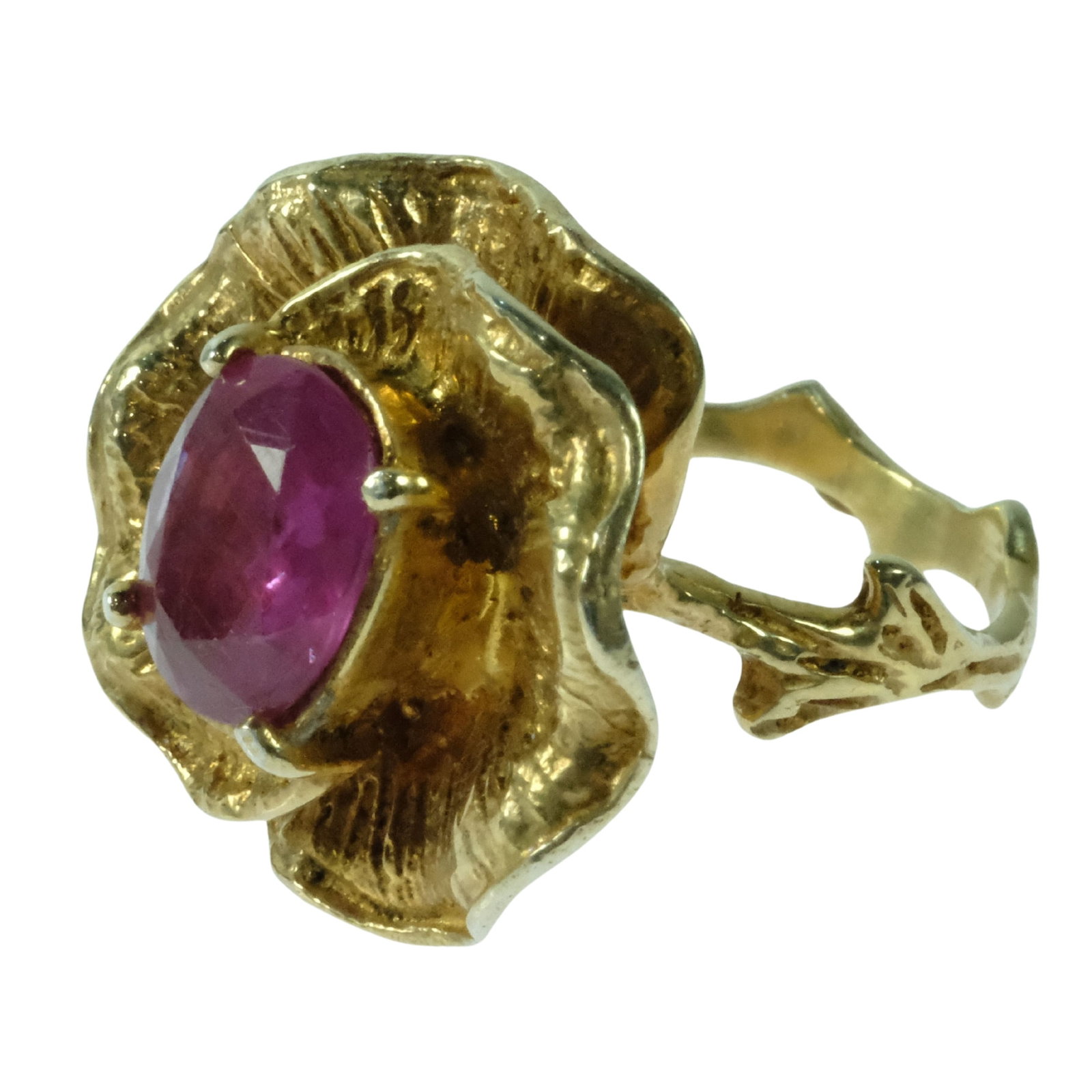 Ruby Ring in Gilt Sterling Silver (925) Floral Setting (1 of 4)