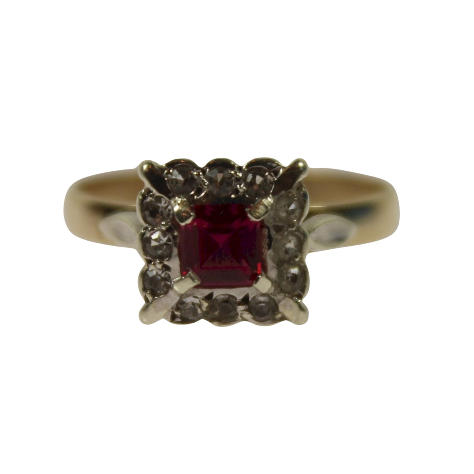 Synthetic Ruby & White Sapphire Ring in 9ct Yellow Gold (1 of 3)