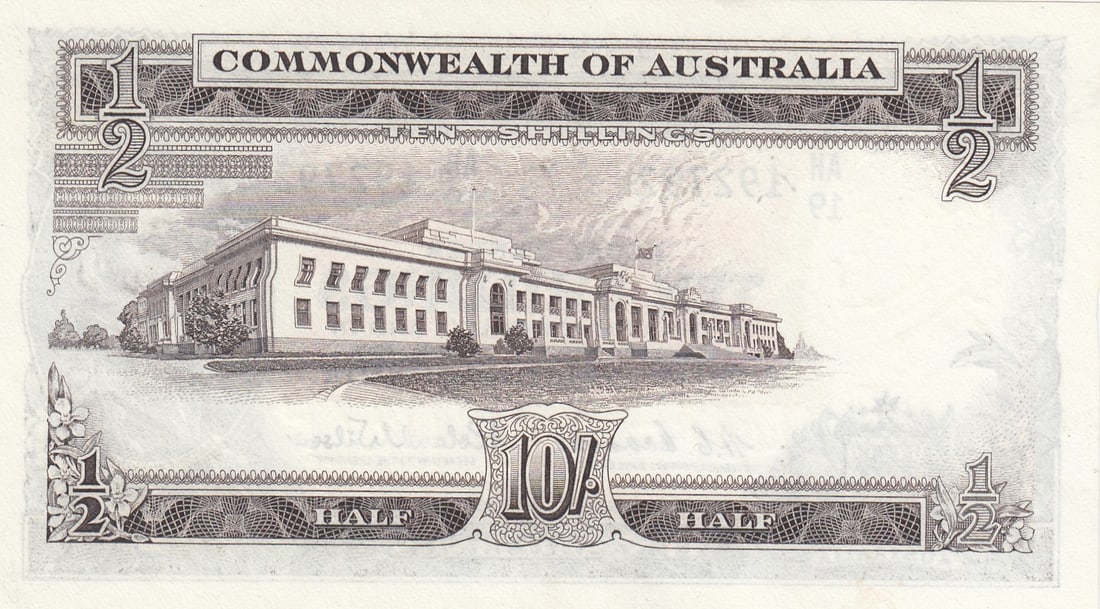 Australia 'Coombs - Wilson' Reserve 10/- (1961), Uncirculated OPQ - 2
