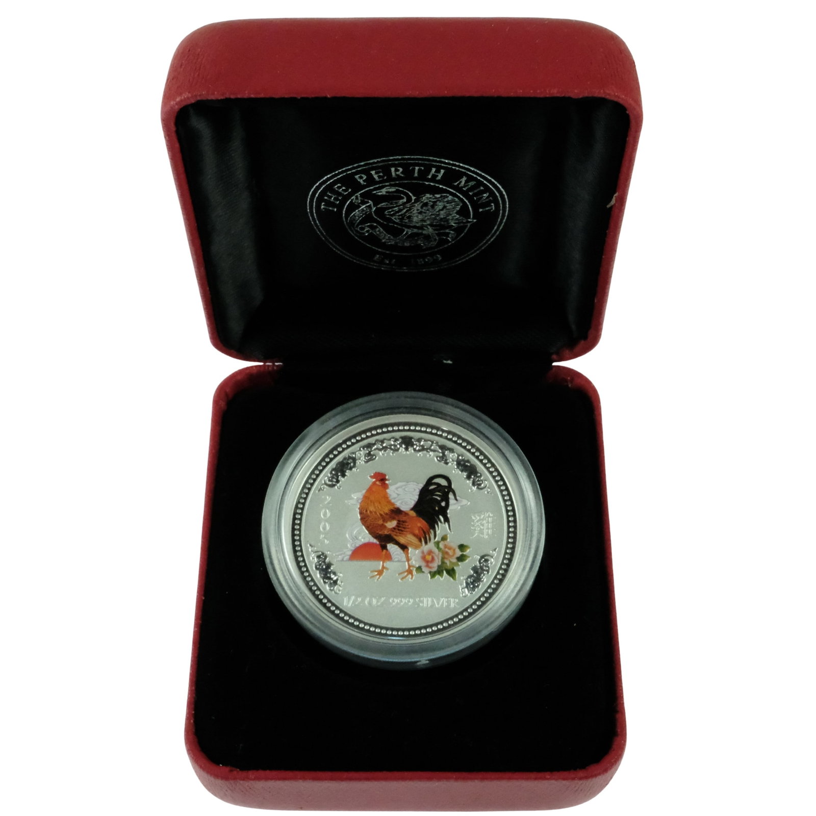Australia 2005 Silver (999) 'Rooster' Coloured 50c, Uncirculated: . Size ASW 1/2 Troy oz Medium Coins, Monies & Stamps Exhibited Coins, Australia & New Zealand