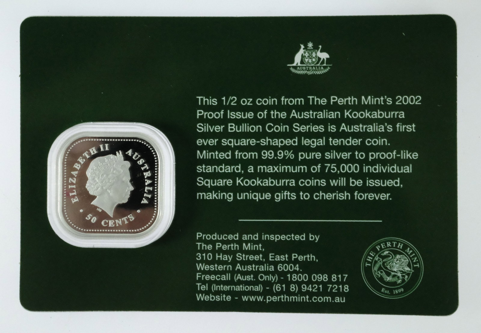 Australia 2002 Silver (999) Square 'Kookaburra' 50c, Uncirculated - 4