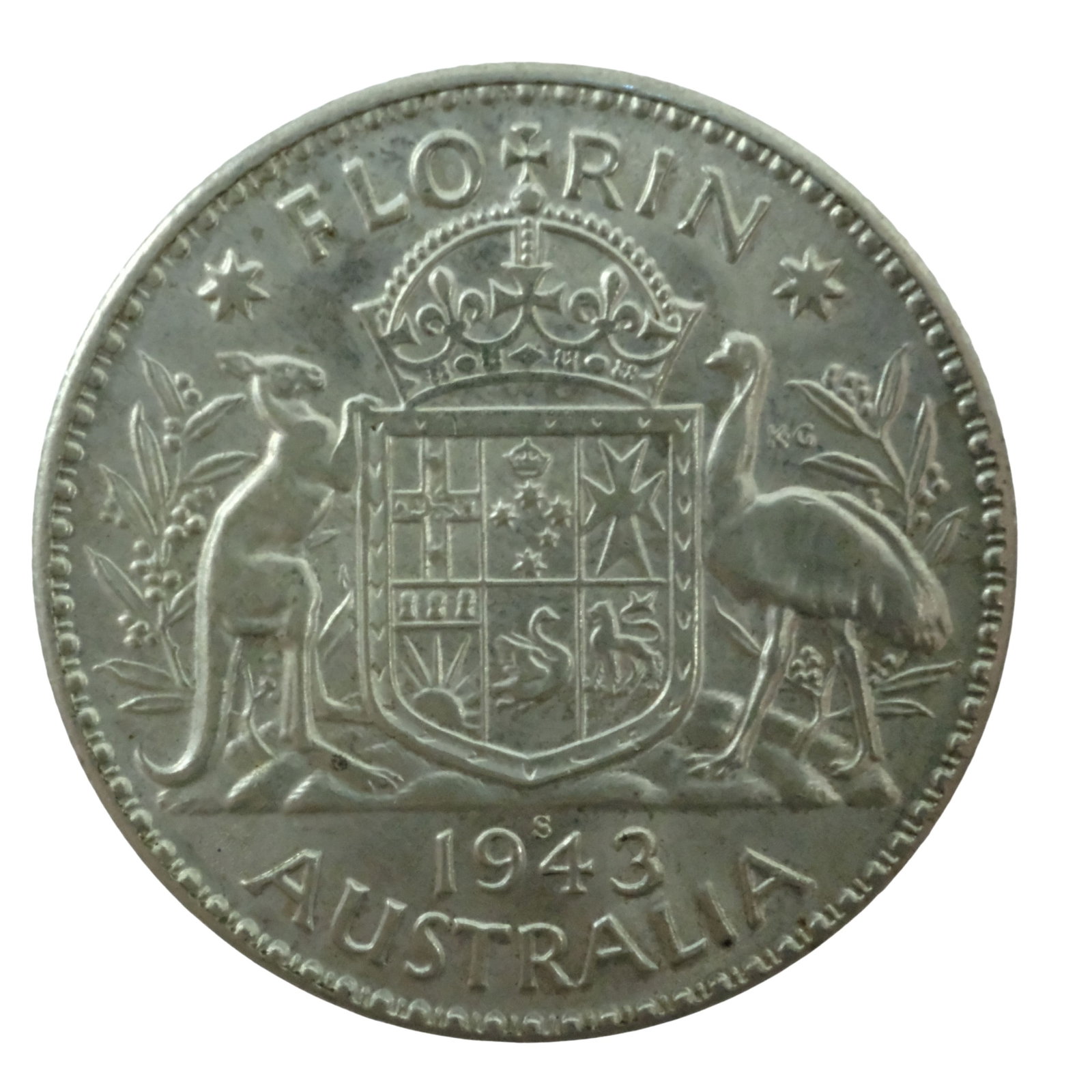 Australia 1943 S (925) Silver 2/-, Choice Uncirculated: San Francisco Mint Size ASW 0.3363 Troy oz Medium Coins, Monies & Stamps Exhibited Coins, Australia & New Zealand