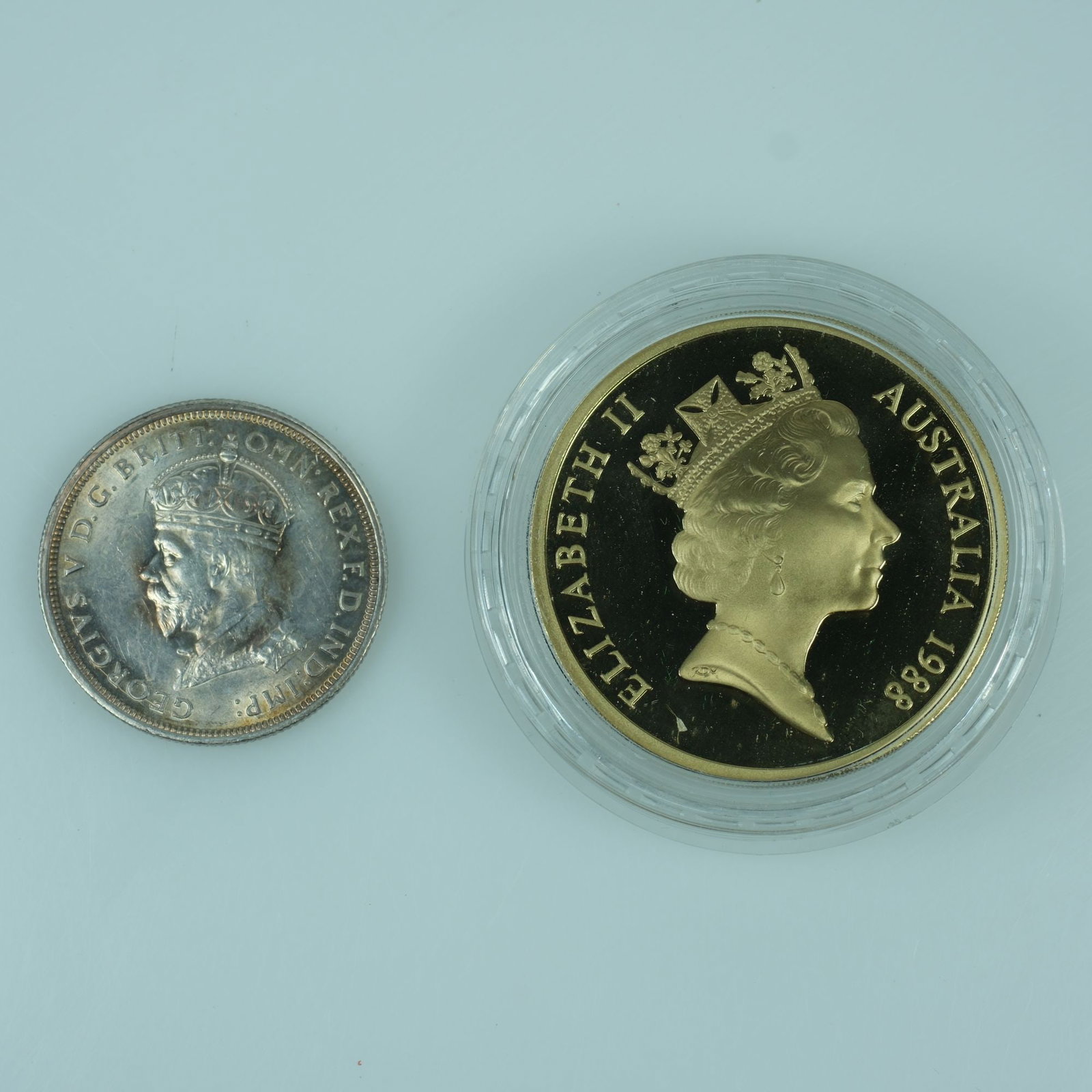 Australia 1927 'Parliament' (925) Florin, virtually Uncirculated & 1988 'Parliament' Proof $5, FDC - 2