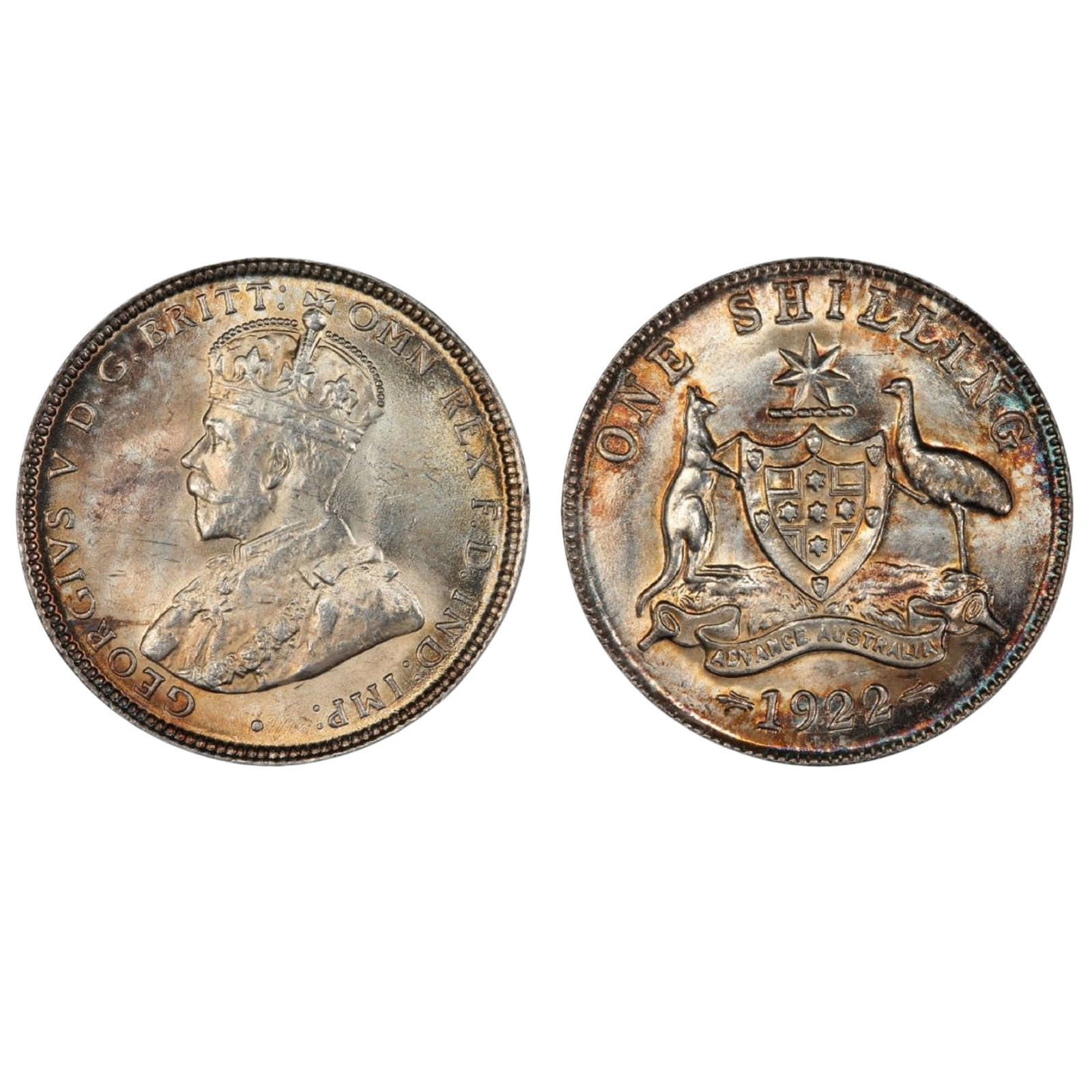 Australia 1922 Silver (925) Shilling, PCGS MS63+ (Pop 1): Higher grades 17 Size ASW 0.1636 Troy oz Condition Choice Uncirculated Medium Coins, Monies & Stamps Exhibited Coins, Australia & New Zealand