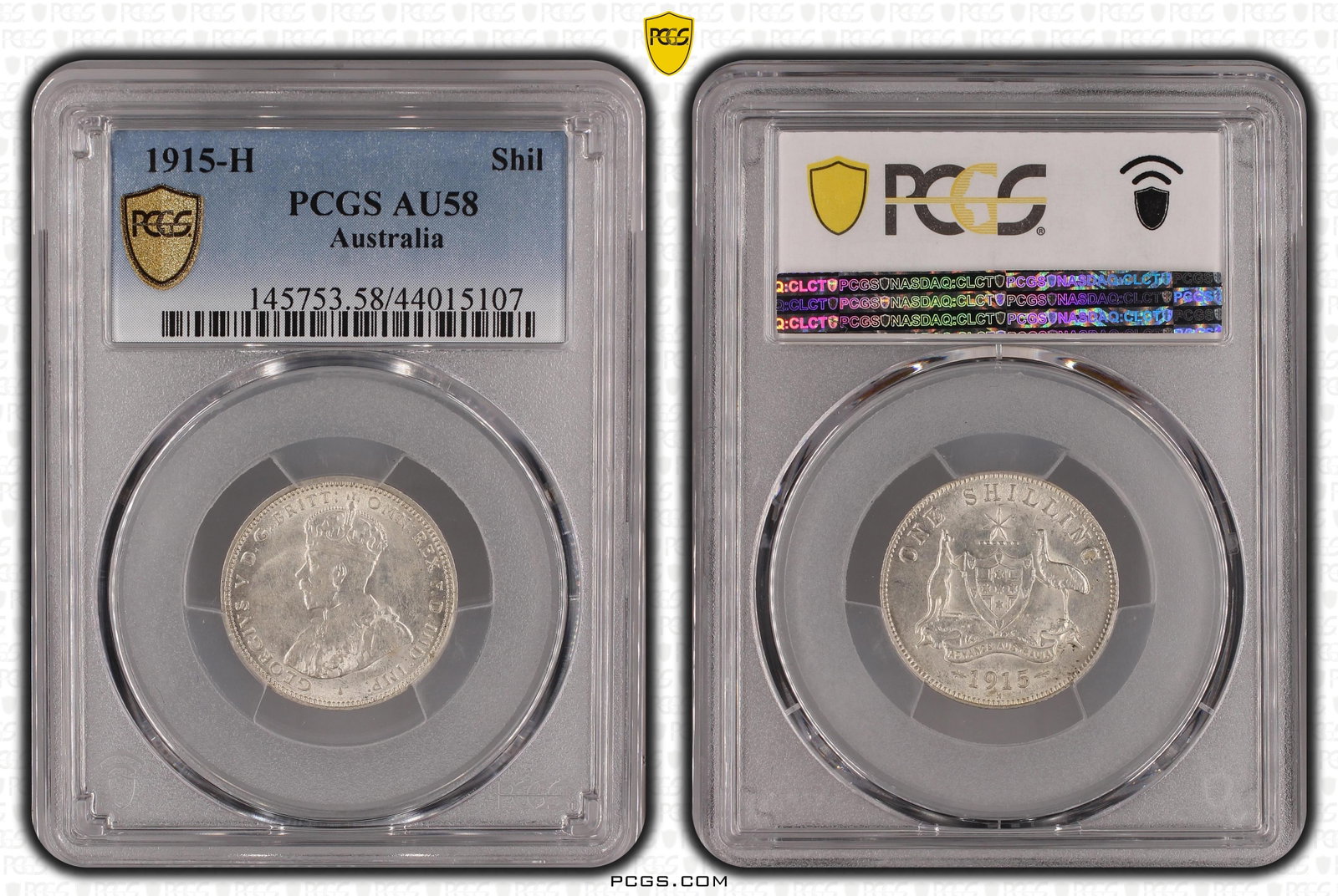 Australia 1915 H Silver (925) Shilling, PCGS AU58 (Pop 13) - 2