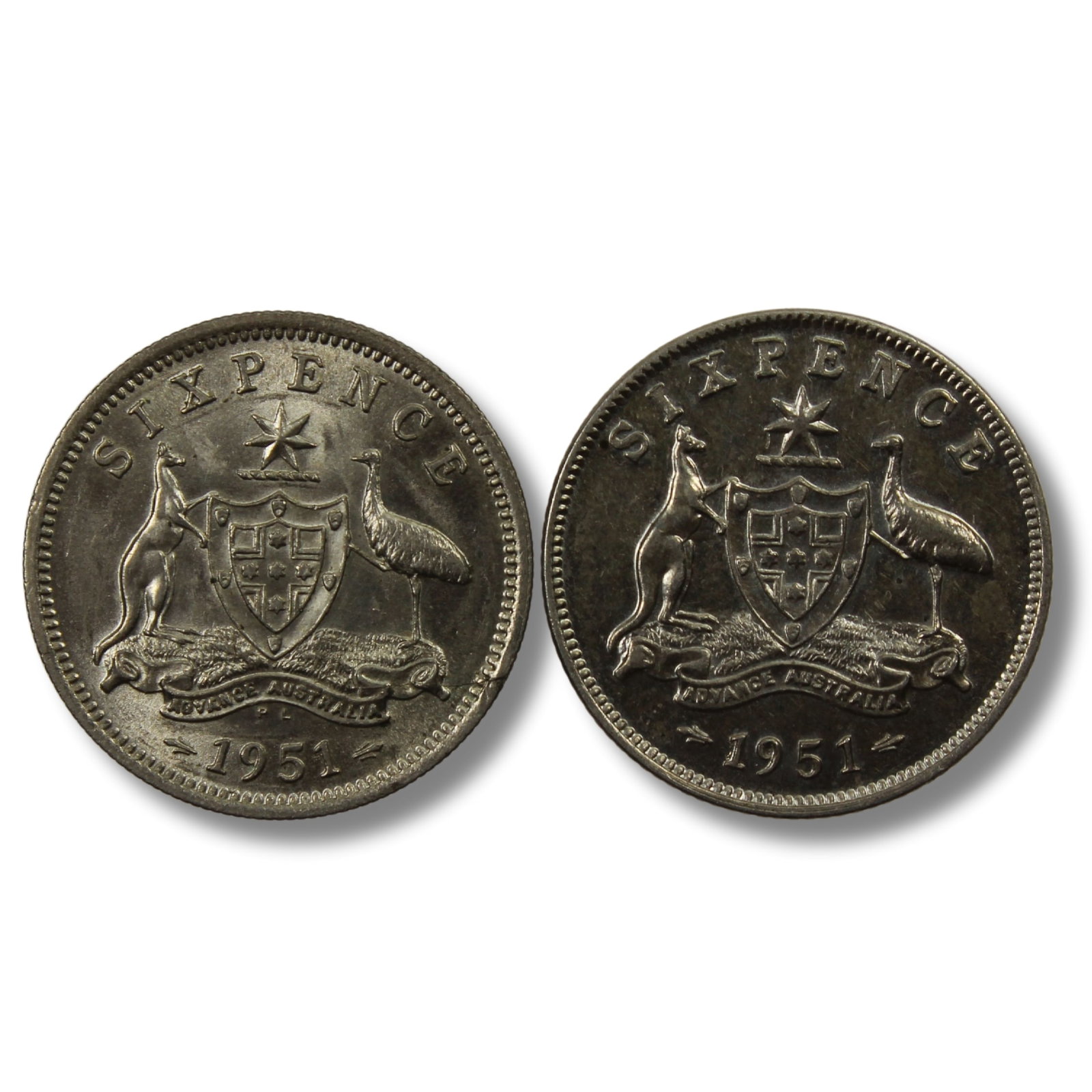 Australia 1951 (M) & 1951 PL Silver (500) 6d's, Choice Uncirculated (2) - 3