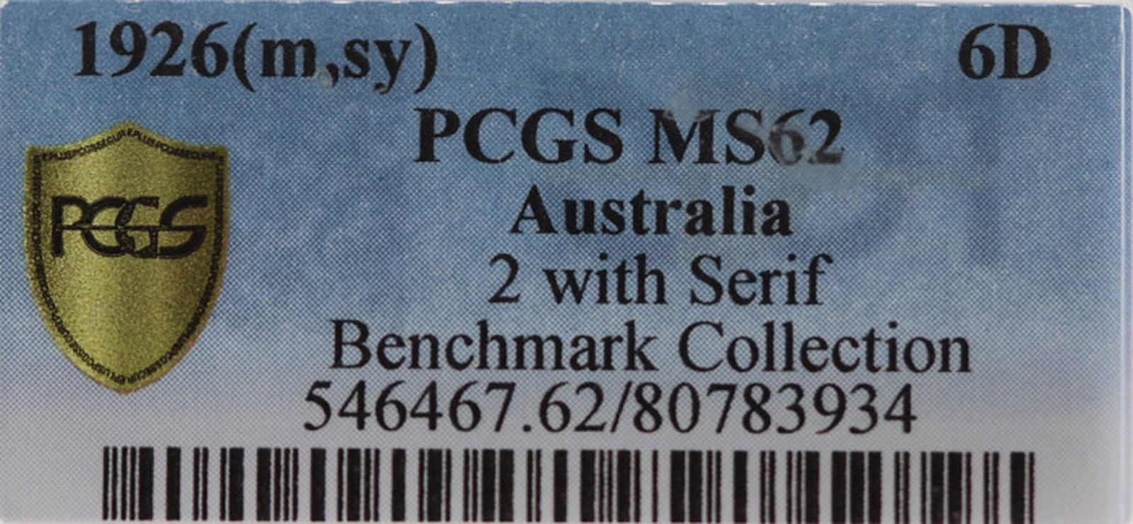 Australia 1926 'Serif on 2' Silver (925) Sixpence, PCGS MS62 (Pop 3) - 2