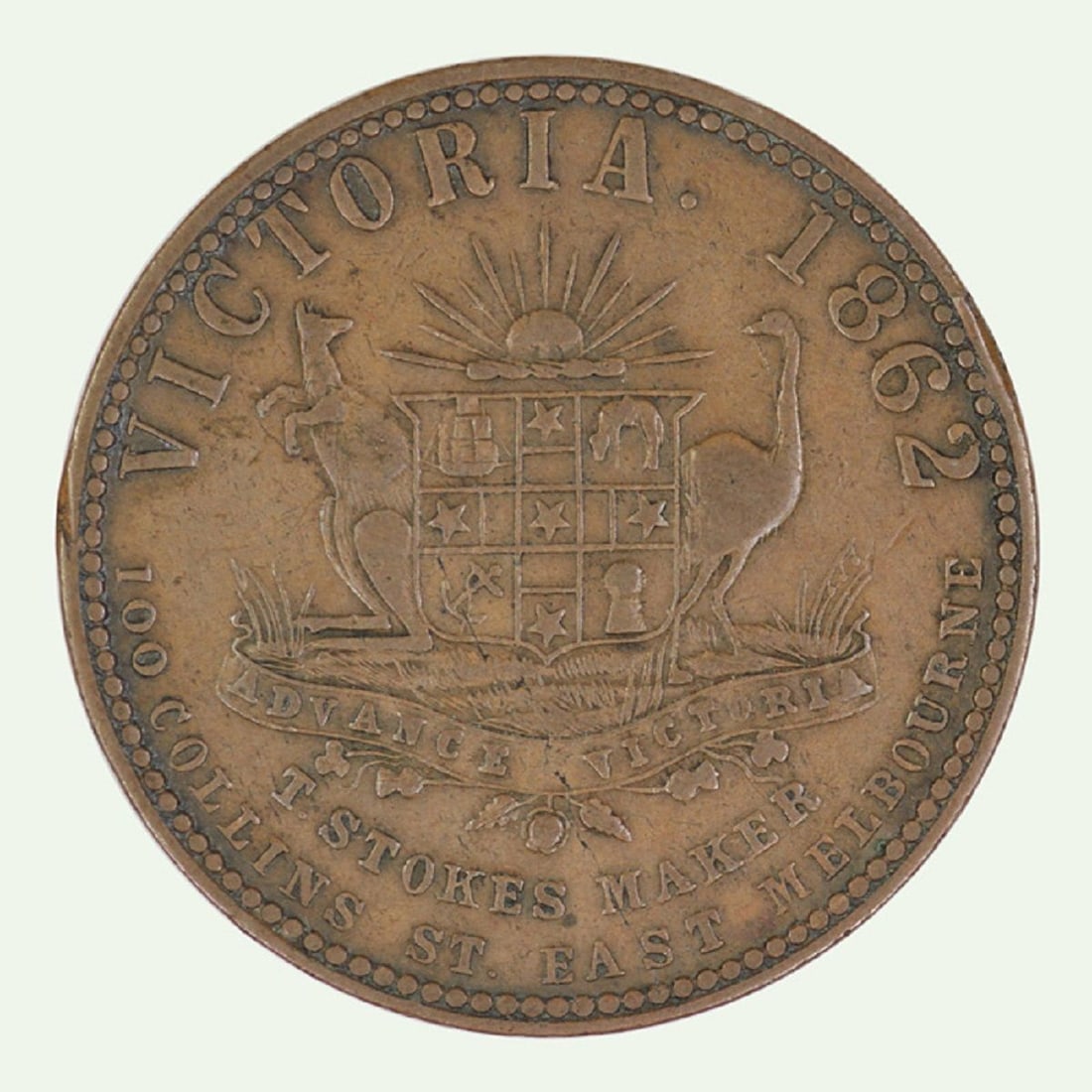 Australia 'Stokes/Murray & Christie' Melbourne 'Mule' Penny Token (ND circa 1860s), good Very Fine: Renniks# 524. Rarity 4 Size Diameter 34mm Medium Coins, Monies & Stamps Exhibited Coins, Australia & New Zealand