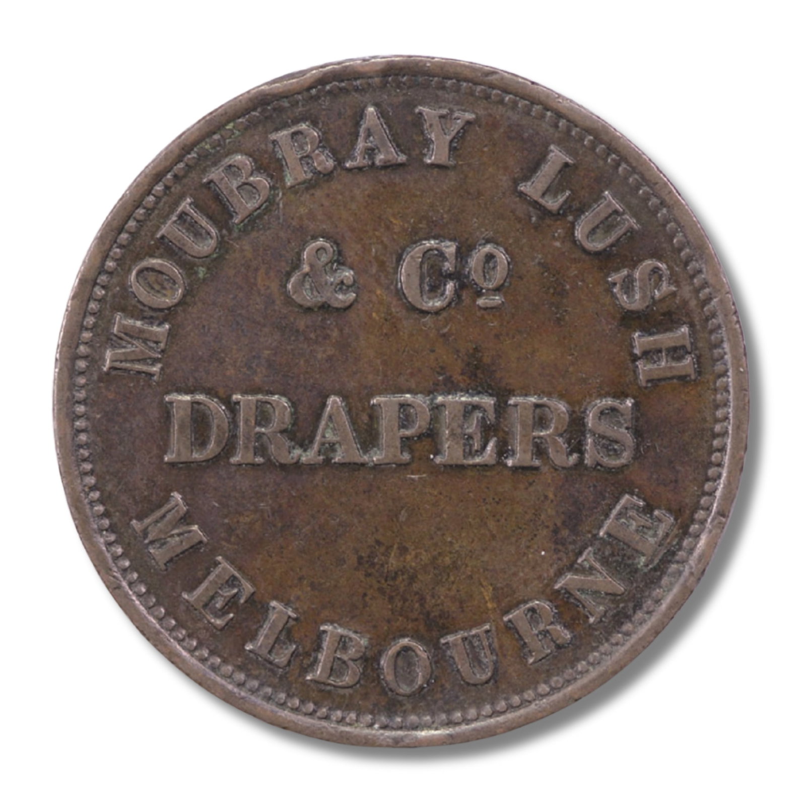 Australia 'Moubray Lush & Co' Melbourne Penny Token (ND circa 1860s), good Very Fine (1 of 2)