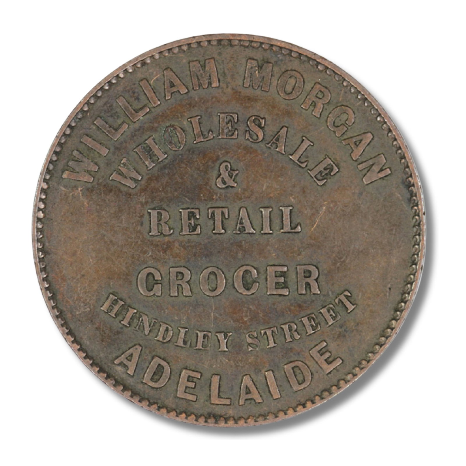 Australia 1858 'William Morgan' Adelaide Penny Token, good Very Fine: Renniks# 381. Rarity 5 Size Diameter 34mm Medium Coins, Monies & Stamps Exhibited Coins, Australia & New Zealand