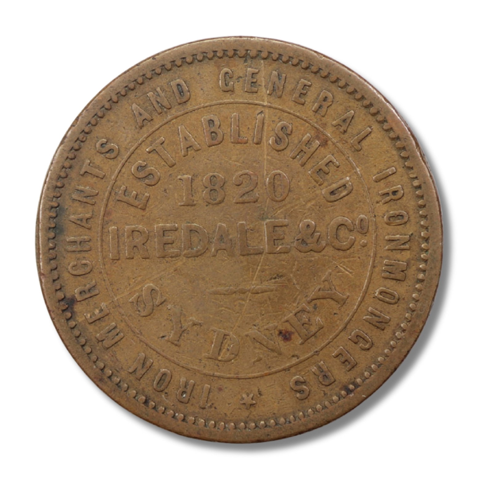 Australia 'Iredale & Co.' Sydney Penny Token (ND circa 1860s), about Fine: Renniks# 293. Rarity 5 Size Diameter 34mm Medium Coins, Monies & Stamps Exhibited Coins, Australia & New Zealand