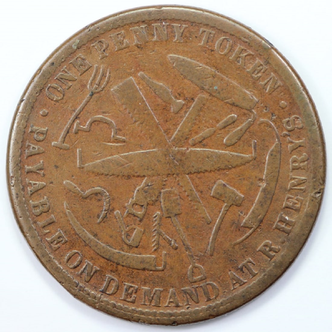 Australia 'R. Henry' Hobart Penny Token (ND c. 1860s), good Fine - 2