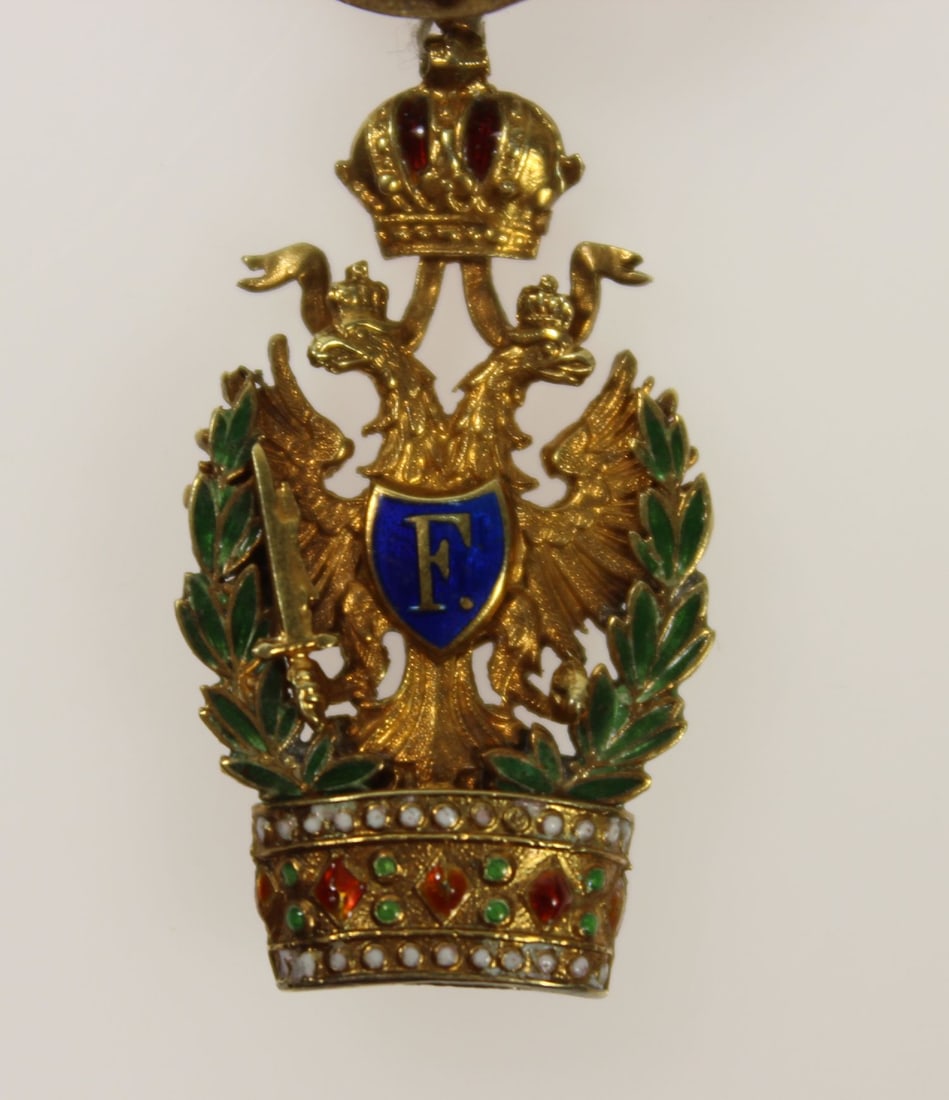 Austro - Hungarian Military Miniature Medals in Silver, Gold & Base Metal on a Gilded Silver Chain - 3