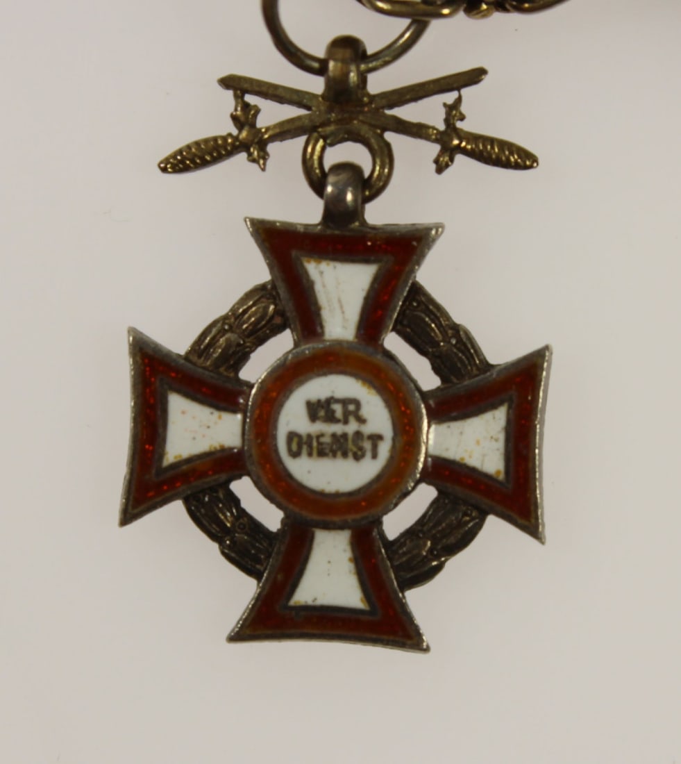Austro - Hungarian Military Miniature Medals in Silver, Gold & Base Metal on a Gilded Silver Chain - 5
