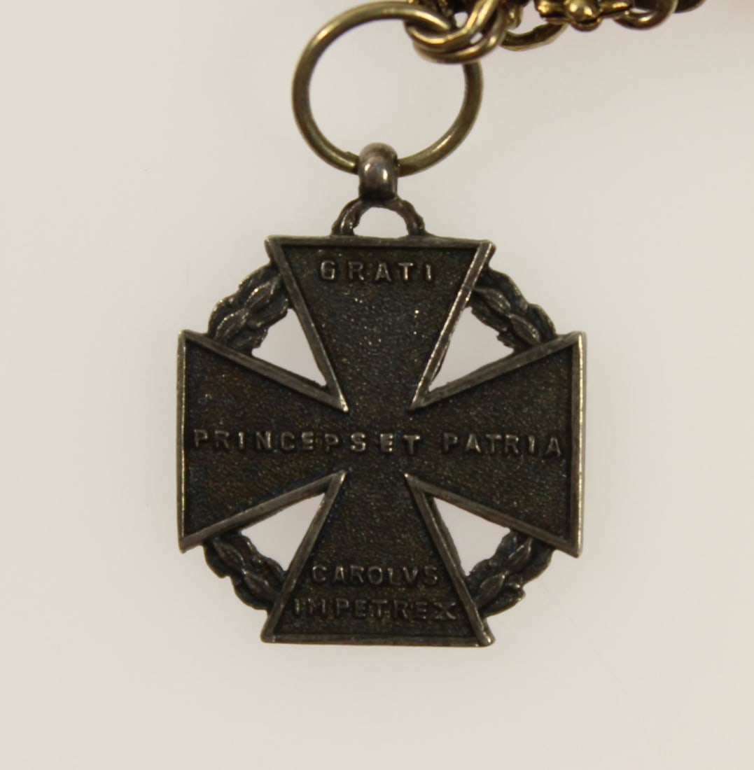Austro - Hungarian Military Miniature Medals in Silver, Gold & Base Metal on a Gilded Silver Chain - 8