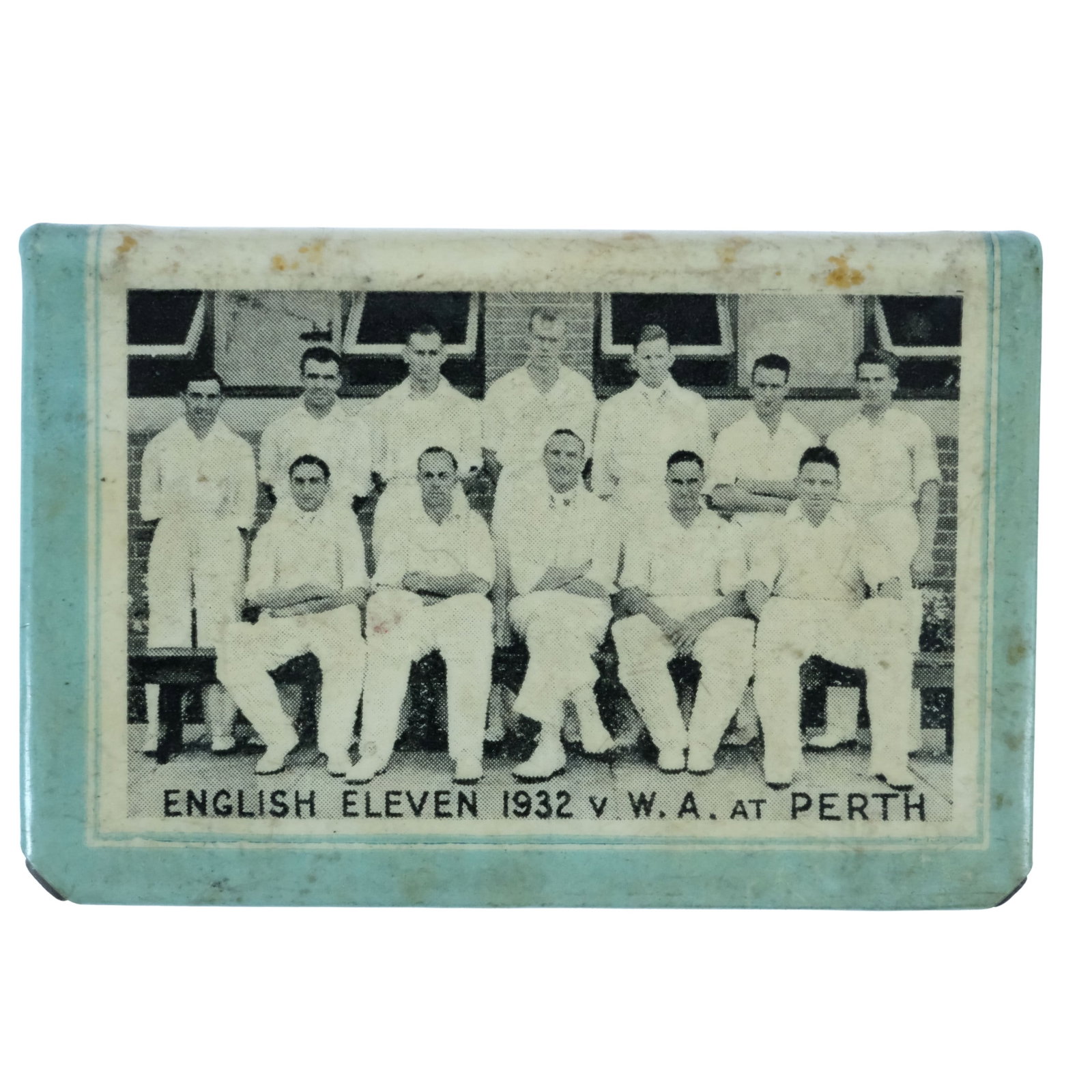 Matchbox Holder for English Cricket 'Borderline' Team Visit 1932-33: 'Photo of English Eleven v W.A in Perth' Medium Cigarette utility