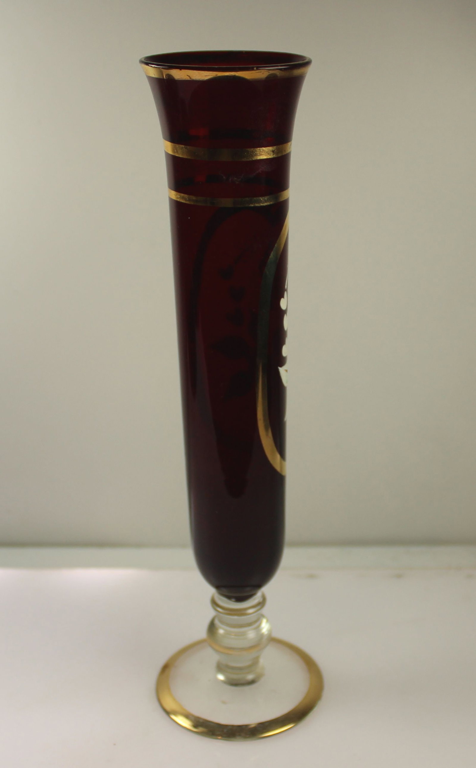 Venetian Glass Stem Vase with enamelled Floral Decoration - 3