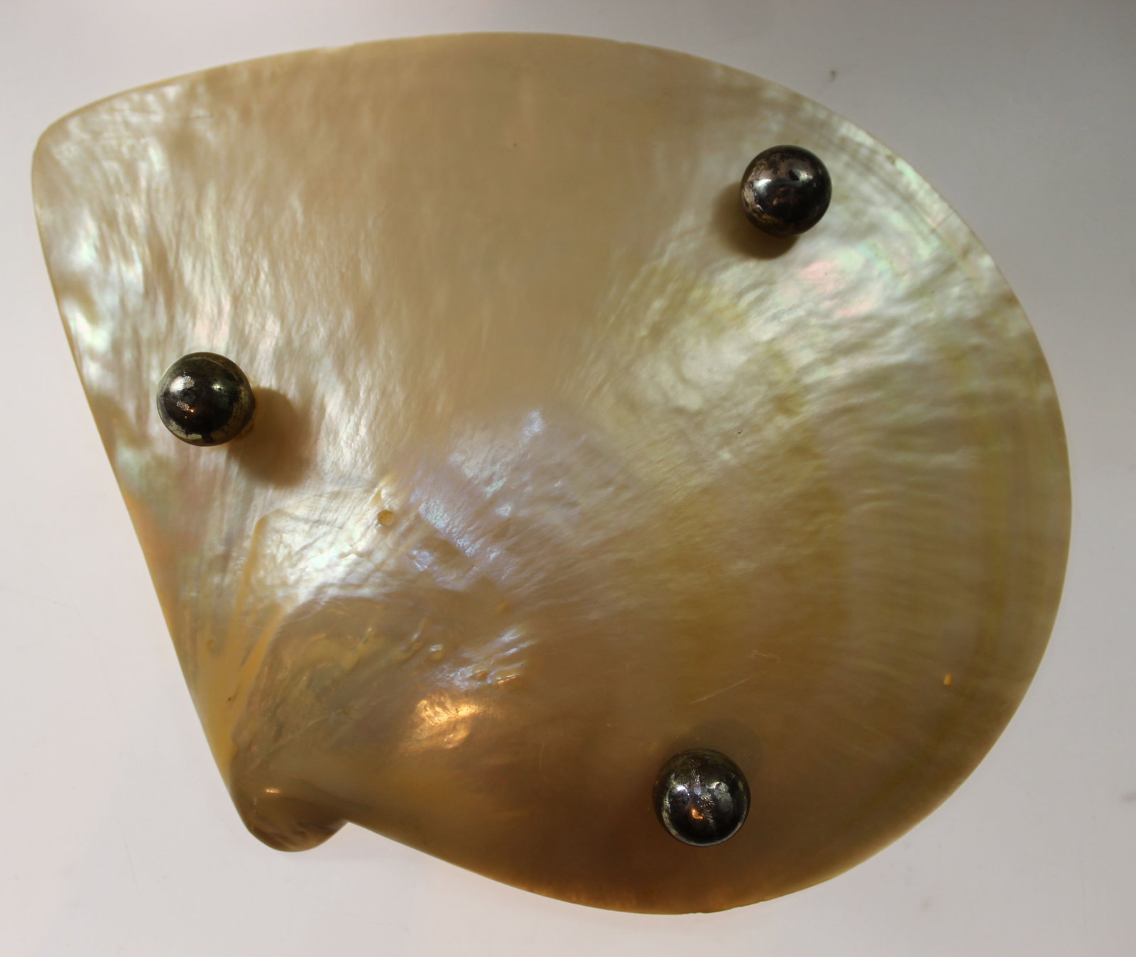Chinese Scallop Shell Dish with three Silver (800) feet - 2
