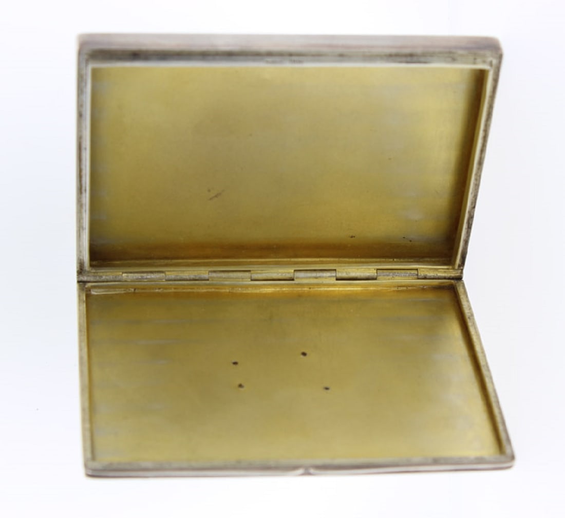 Antique European Silver (900) Card or Cigarette Case with Blue enamelled central design - 2